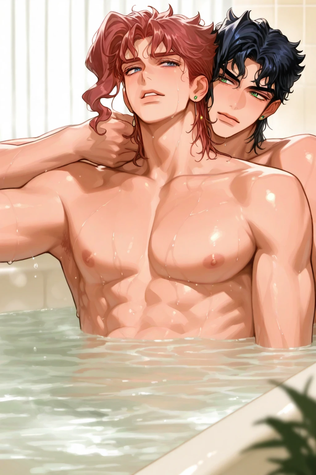 Two 16 year old boys in the pool talking next to purple and silver hair.Muscular Young man 17 years old In a diamond thong Top view, offers herself erotically tempts seduces offers her ass to a group of guys voluminous elastic lush buttocks, Group five Sports guys forcefully love him, splashed with sticky of 16 years. Only guys, boys, young men, men