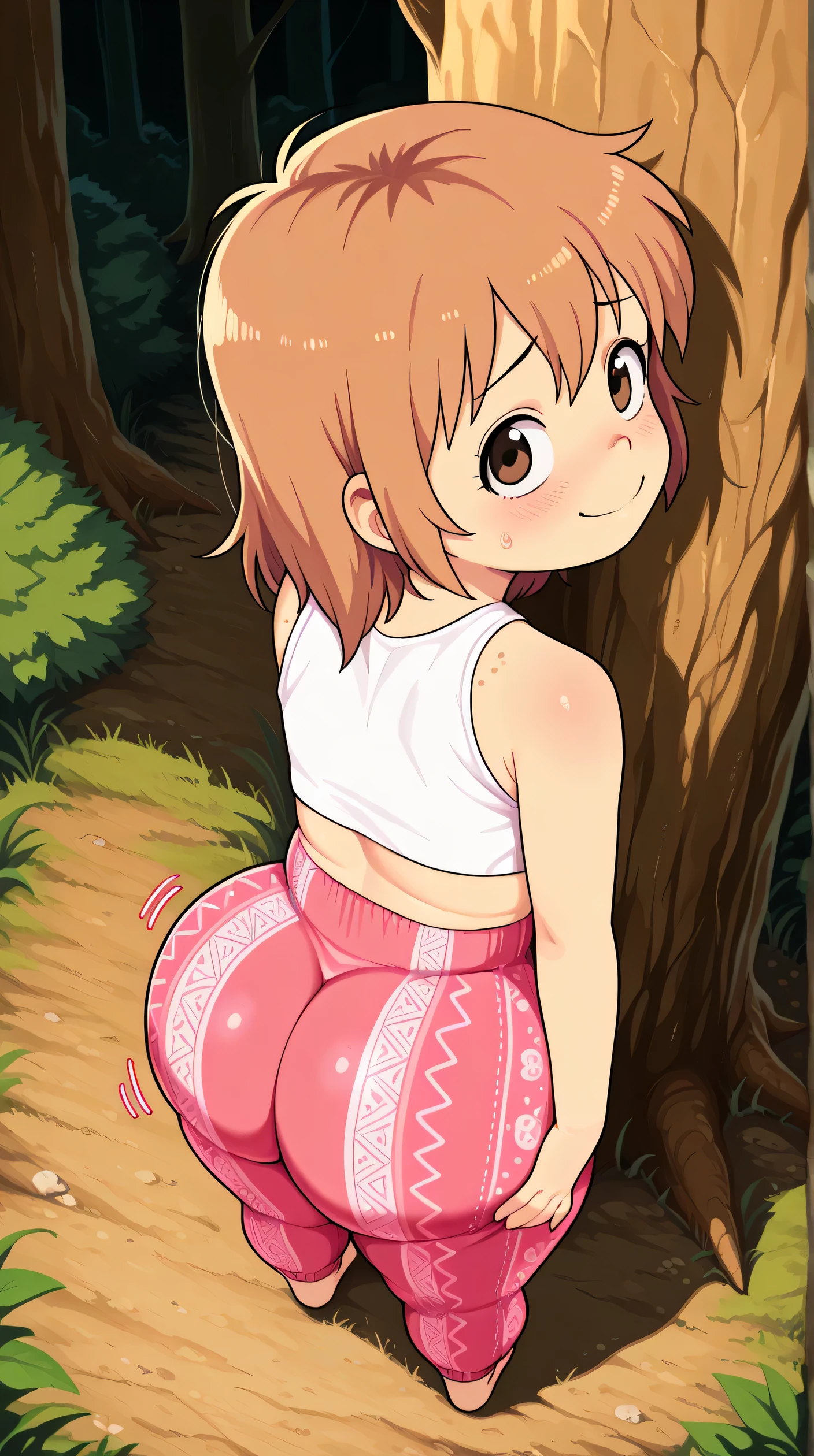 (NSFW:2)、NSFW ni,1girl in、a park、bright sunny day、(masterpiece:1.2) (realisitic:1.2) (bokeh dof) (top-quality) (detailed skins:1.3) (intricate detailes) (8K) (Detail Eye) (foco nítido), (Happy)、(Rolled up micro mini skirt)、(TBack、garterbelts、an lingerie)posterior view、Looks Back、round ass、(Butt sticking out pose)、Bend over and touch your hands on your knees、(all-fours)