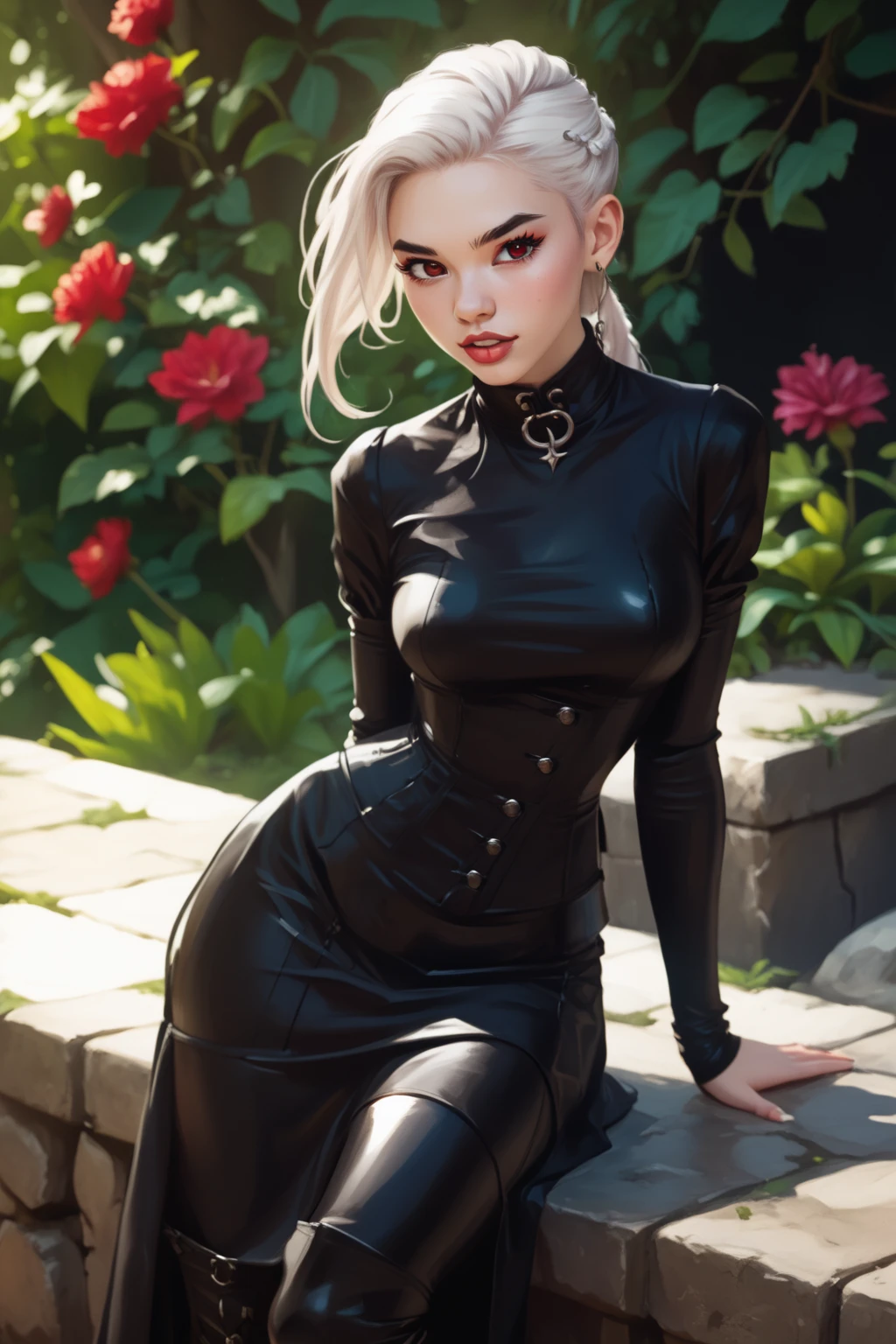 (best quality, 8k, highres, photorealistic:2.0), (solo, one girl:2.0),(lighting:front),(lighting: strong),(american beauty:2.0),(women of adult age:1.6),(girl is very muscular:1.5),(shiny skin:1.5),(oily skin:1.5),(platinum blonde hair color:1.5),(flat chest:1.5),(((small breasts))),(Photographed in the downtown area),(ultimate beautiful girl),(energetic woman),(slut girl fashion style wear),(((Super low rise pants))),((jacket zip full open)),(navel is visible),(abdomen is visible),(waist is visible),(((hip hugging pants))),Blush brown makeup , dark eye makeup ,pink lipstick,(big eyes girl:1.3),(((girl's sexual charm))),(The girl's amazing sex appeal),(unzip pants:1.5),(Open the bottom zipper:1.5),(gold necklace),