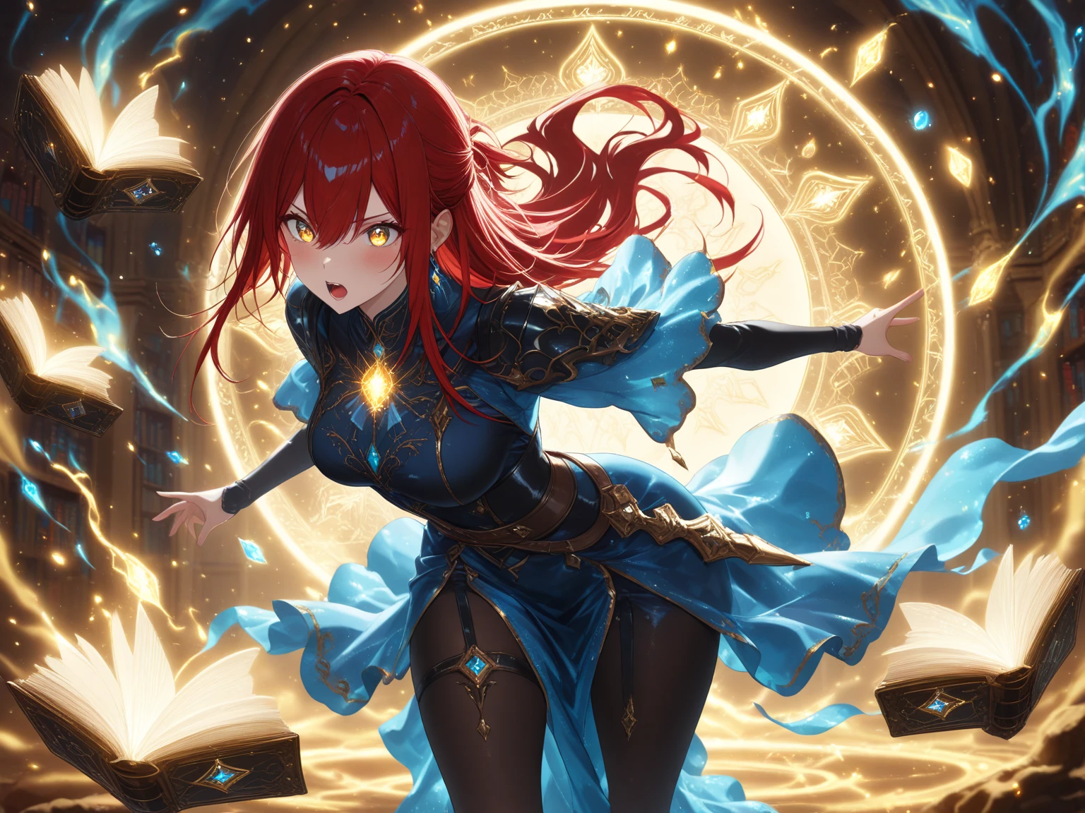 woman with long red hair and armor, ayaka genshin impact, ayaka game genshin impact, zodiac knight girl portrait, female protagonist, Kushard Krenz key art feminine, valentine shuffle, genshin impact character, Genshin, That's Right, Artgerm and Ati Gairan, Portrait Knight Female,cowboy shot,(full body:1.5, 1 girl, solo focus)