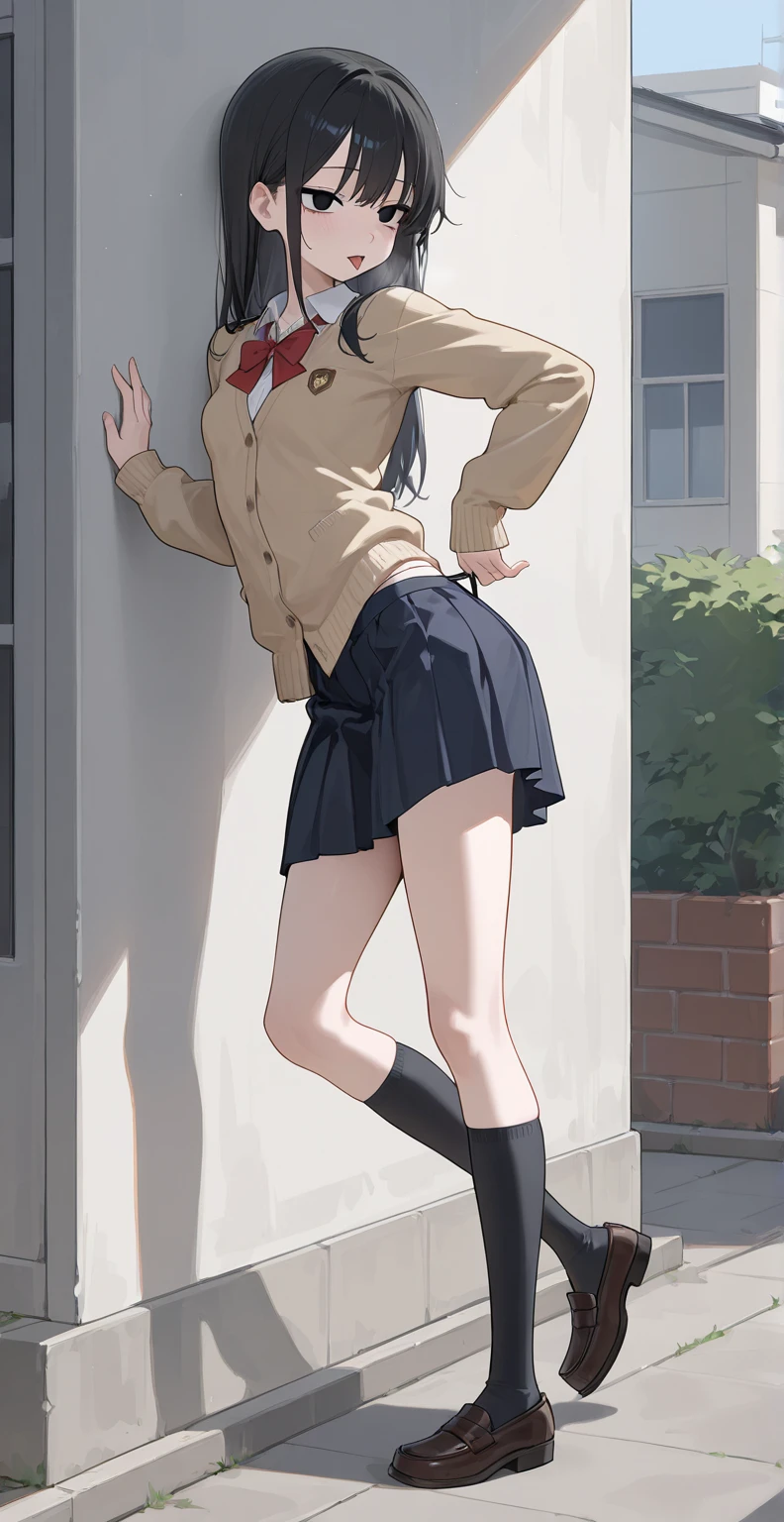 masterpiece，Highest quality，Cute doodles，One Girl，Brown Hair, short hair, Wear a miniskirt，Open Fly，Very short stature，Flat Chest，Small Ass，Thin thighs，Cat，Bruises and gestures，Summer vacation，