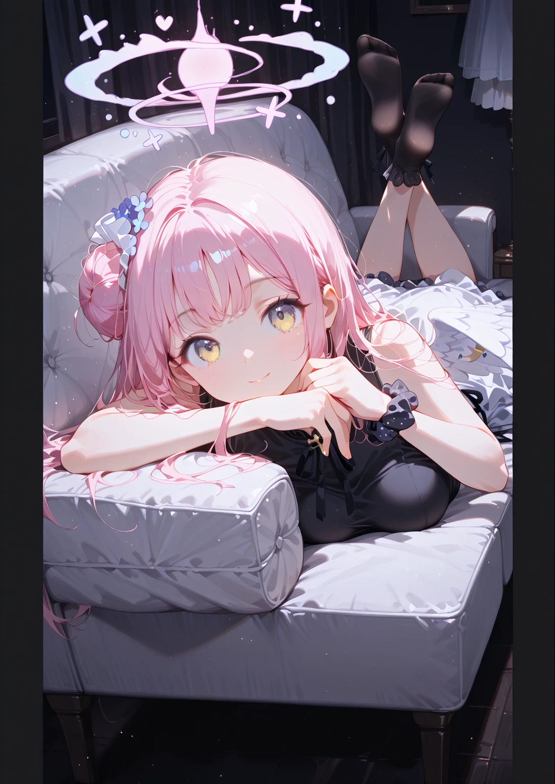 (tmasterpiece,Top image quality)super detailing,Ultra-clear quality,A white-haired teenager sits on the bed,The room was dim,Glowing butterflies flew beside him,r holding clock,Keep your eyes on the camera,The lens focuses on the teenager,The room was simply decorated