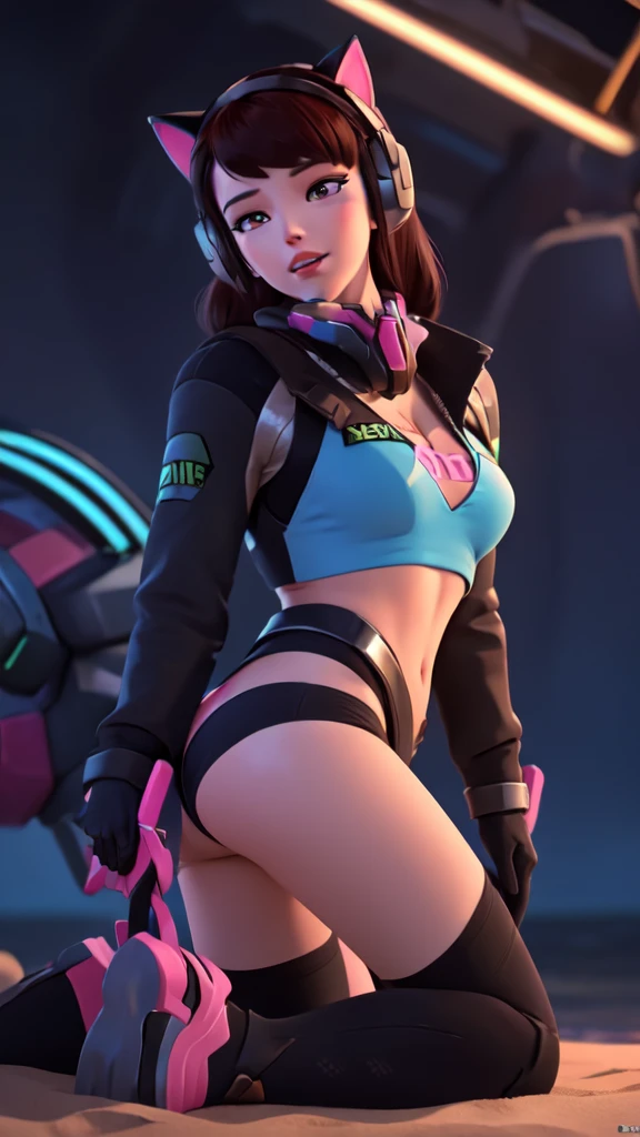Best quality, masterpiece, ultra high res,photorealistic, raw photo,best quality,global illumination,8k wallpaper,official art, Amazing, finely detail,huge filesize, ultra-detailed,1girl, Bikini ,(extremely detailed eyes and face:1.2),(cyberpunk,24-year old),(incredibly absurdres),(thick arms, thick) 1.3,(thick arms), very flat chest, bump: 1.5), bodybuilding, big tits, uncensored, Kinessa from the paladins game, naked,