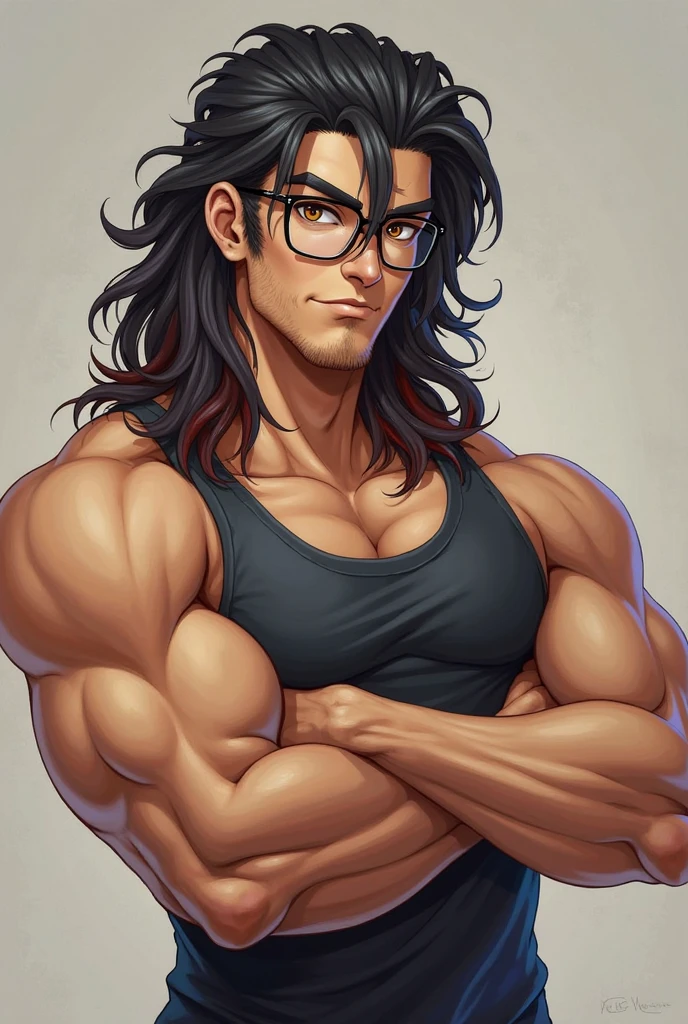 cute woman, skinny, muscular, feminine face, long hair, very detailed, smile, proud, blushing, flexing biceps, hairy arms