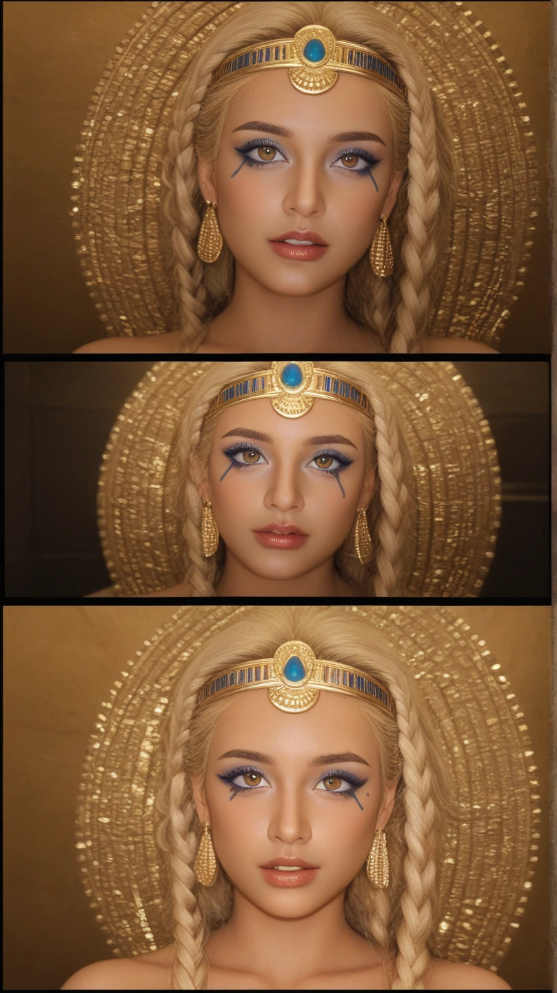 angel, armor gold (masterpiece, best quality, high resolution:1.4), 1girl, angel, skin pores texture, Hair blonde, HD , Photography, movie, cinematic, full Body, Realistic, (8k, RAW photo, best quality, masterpiece:1.2), (realistic, photo-realistic:1.33), best quality, detailed eyes blue, cute,natural lighting, depth of field, film grain, soft skin, sharp, detailed and realistic portrait of a woman , smirking lustful smile, barefeet together laying on bed, golden bikini, milf, bimbo, body over pink sheet, tiara, princess bedroom background, cover face with transparent veil, nice ass, thick hips, hands on hips
