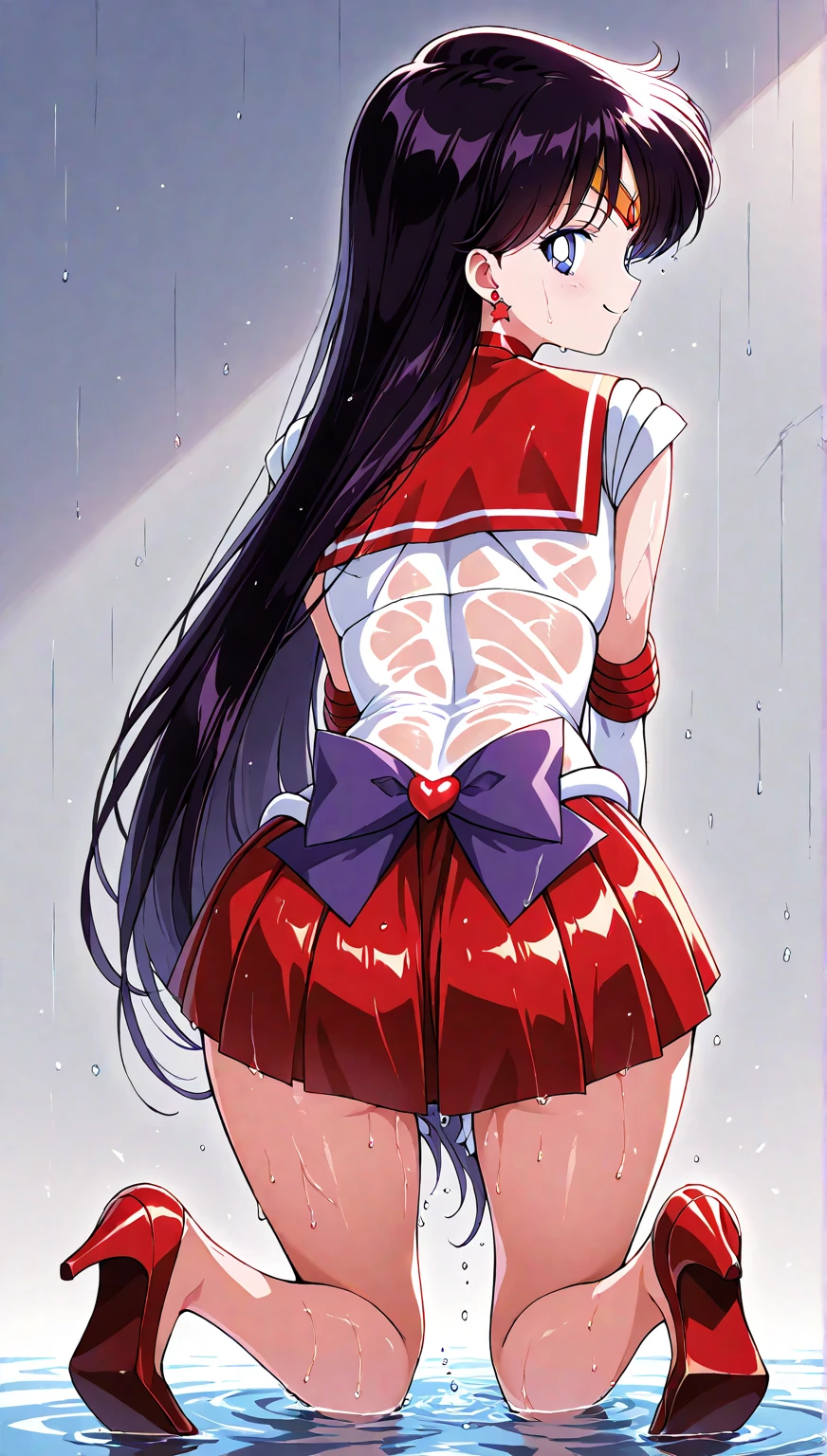 {{{{amazing quality, great quality, high quality, very aesthetic, aesthetic, best quality}}}},
realistic, photo, shadow, Three-dimensional, absurdres, Digital art,
{{{{Magical girl}}}}, beautiful girl, one girl,
black hair, long hair, straight hair, trimmed hair, shiny hair, blunt bangs, short sideburns,
brown eyes, tareme,
{{flat chest}}, {{small breasts}}, {{detailed body}}, slim thighs, thin thighs,
{{white leotard}, {leotard peek}}, {{pink sailor collar}}, {{pink elbow_gloves}}, {{red boots}},
ribbon trim, red bow tie, heart brooch, thigh strap, white headband, white circlet, white cloak,
{{both shoulders expose}},
{{magic circle}}, distress, resistance, defeat, sexual pleasure, troubled face,
orgasm, sensitive body, Sweat, trembling, 1girl, torn clothes, wet clothes, melted clothes, see through clothes, damaged clothes, takes a bath, immersed up to her shoulders in cloudy liquid,
covered in cloudy liquid,