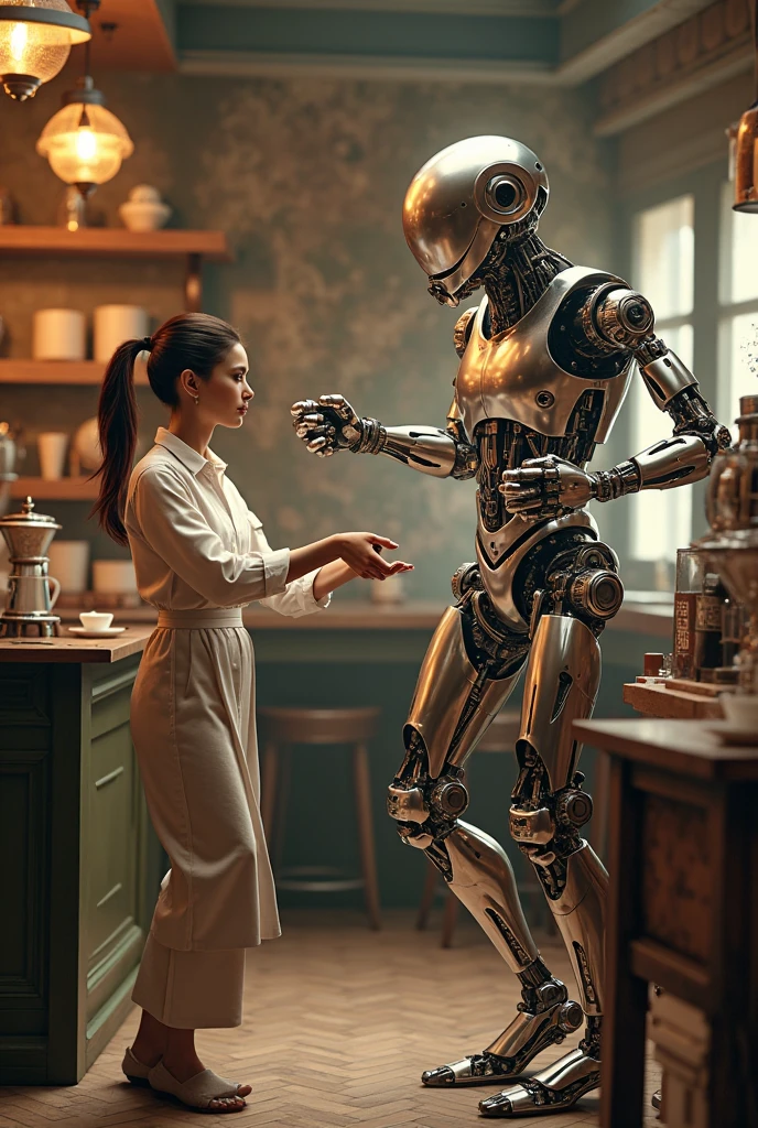 terminator robot beautiful maid timeart  <lora:timeart:1>