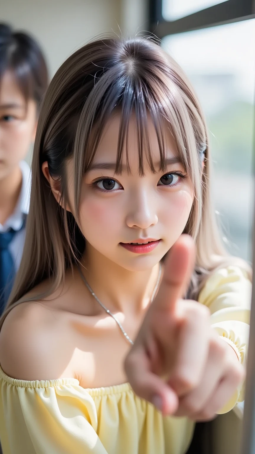 Highest quality, Face Focus, Soft Light, Ultra-high resolution, (Realistic:1.4), RAW Photos,
1 Japanese girl, alone, cute, (pupil, Light in your eyes), Beautiful face in every detail, (Small box),(High resolution detail of human skin texture),
(Long Hair),
indoor,
Damask Shirt Dress,
(Portraiture)