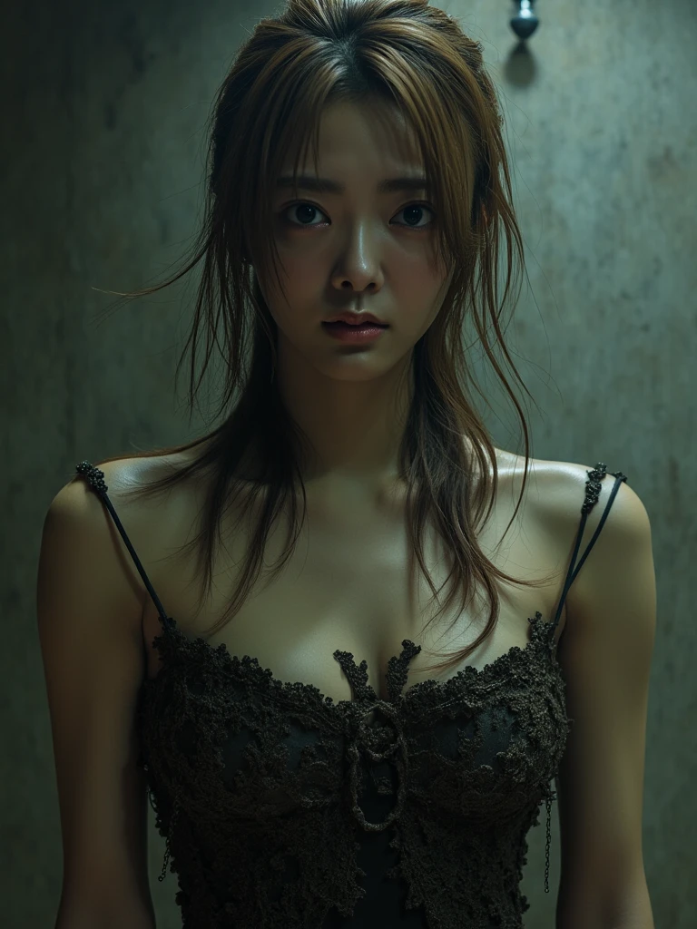 A beautiful woman is punished by men in the underground punishment room、Detailed body、Detailed face、A painful expression