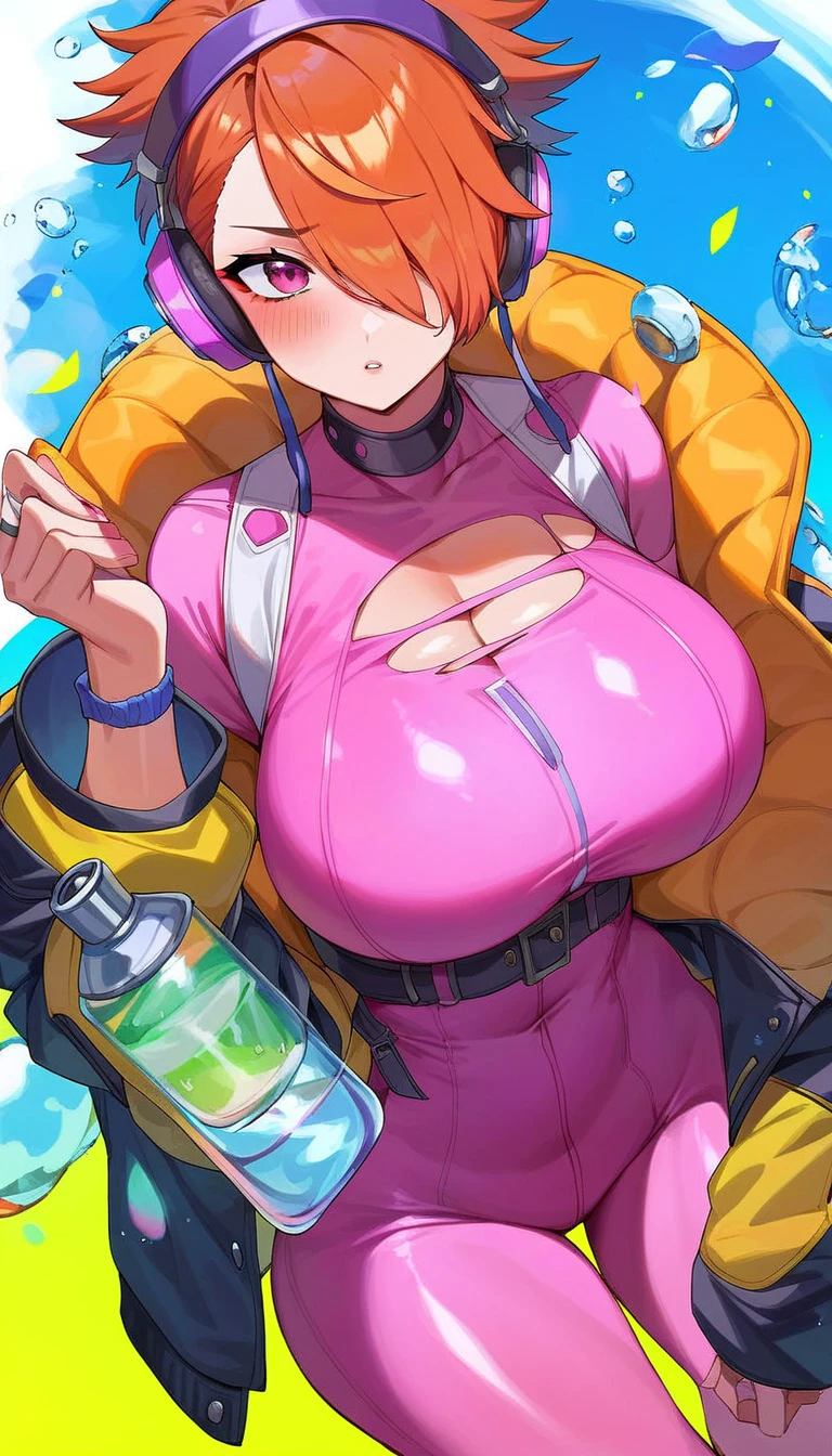 iono (pokemon), pokemon, Monster girl quest, grey elbow gloves, grey wetsuit, seductive grin, smug, half closed eyes, blush, 1boy, (shota), 1girl, larger female, large female, side view, girl sitting on top, female on top, open field background, tight grip, ((handjob)), rubbing penis, glovejob, stroking penis, foreskin, retracted foreskin, cumming, pushed down, pinned down, looking at eachother, looking at boy, scared boy, fearful boy, (exhausted boy), (hand around penis), holding penis, squeezing penis, (inserting finger in penis), game ui, defeated, (((health bar above boy))), draining kiss, ((((((damage texts)))))), dohna dohna, text; boy is confused