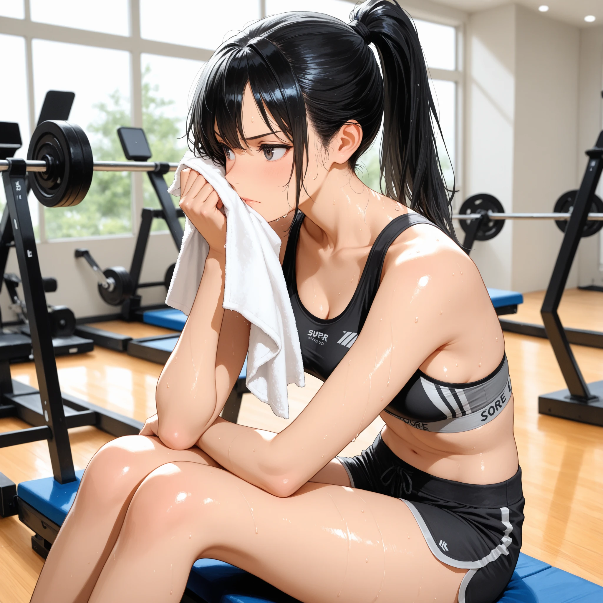 un hombre y una mujer(ojos rojos ) en un gimnasio haciendo ejercicio con ropa de gimnasia en un gimnasio.
