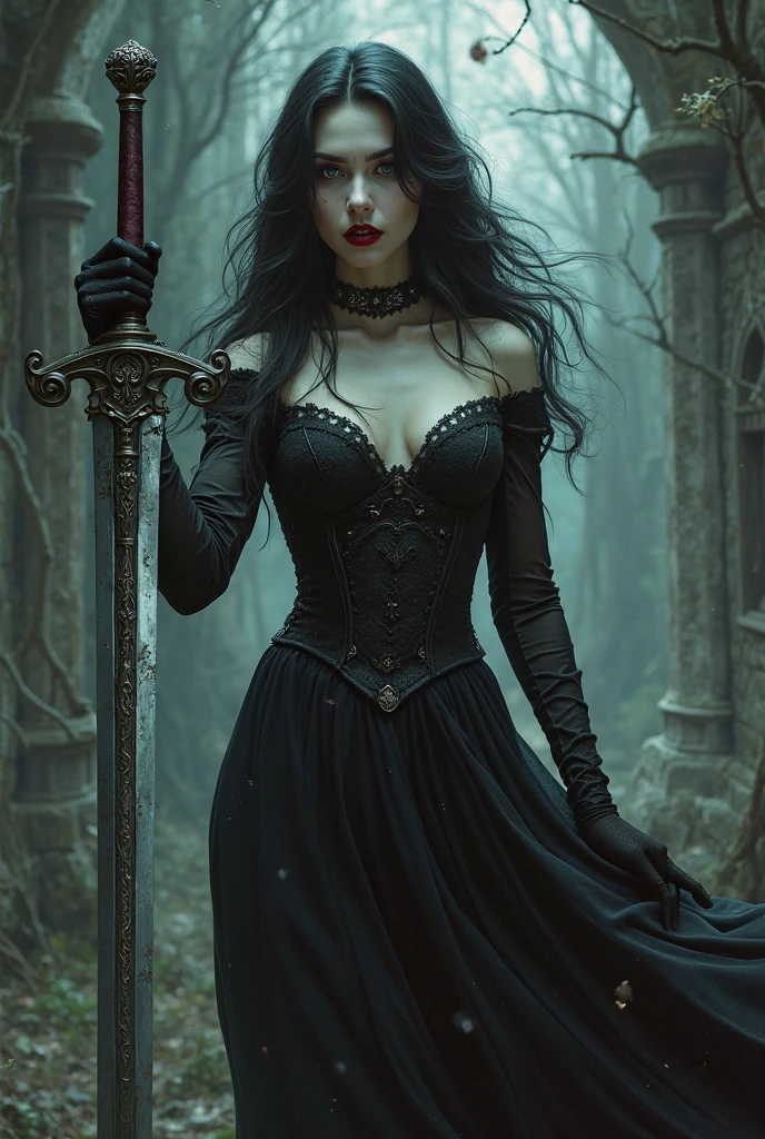 darkly, unholy, unholy, starlights,sorceress woman, Creepy olpntng style,《I saw the blood streak,GoingInsane》See blood bars,Kill God to show you! mistic,(Full body photo) Soft skin,perfectface,Ultra-detailed intricate Gothic art trends in Artstation ternary colors, unreal-engine, fantasy, intricately details, splash image, complementary colours, fantasy concept art, 8K分辨率, gothic deviantart masterpiece, The strokes are heavy, paint drips, darkly, Unholy, unholy, starlights, spine-chilling,In ruins。