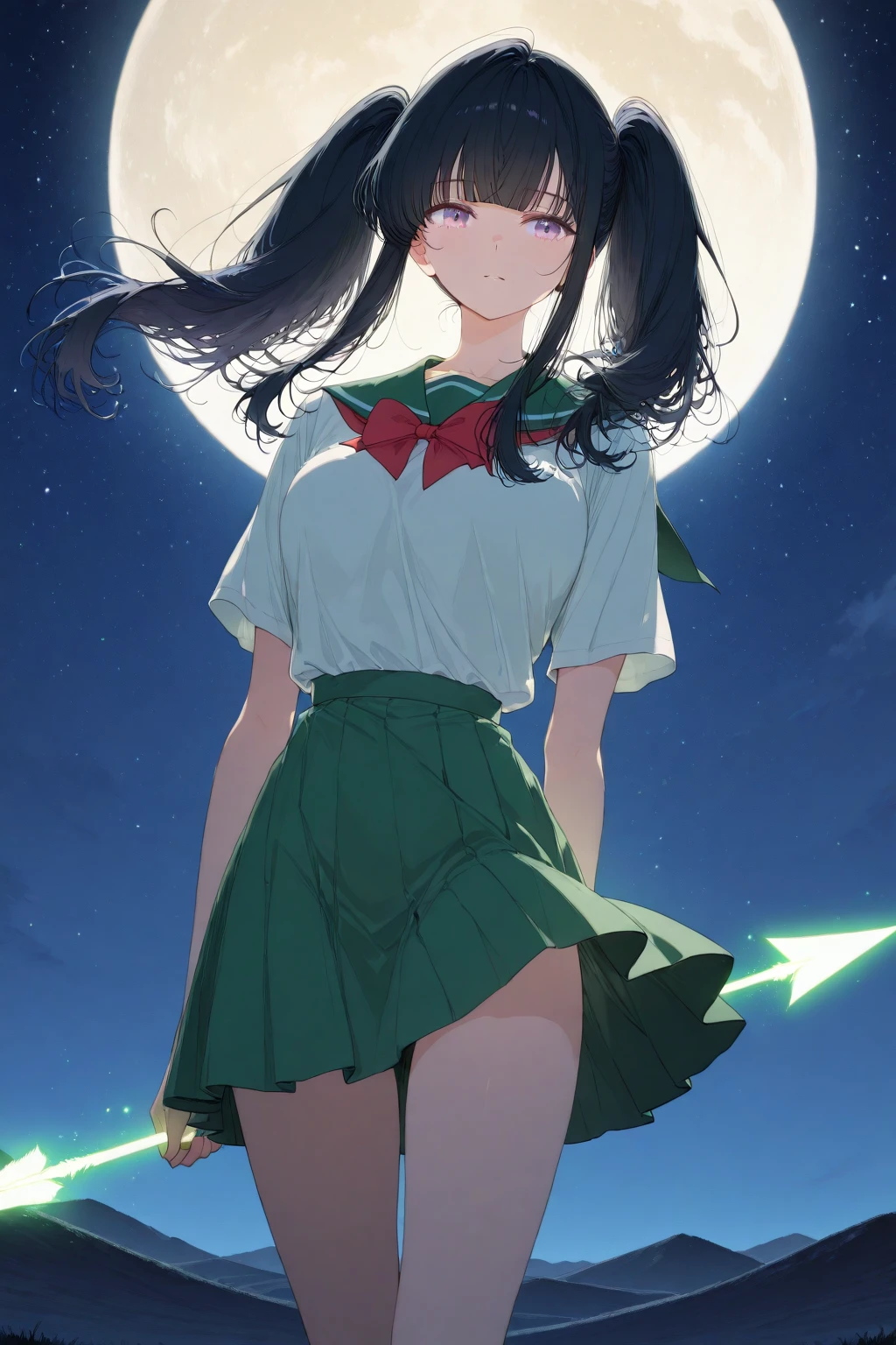 ((panty shot)),((lifting skirt)),((white panties focus)),
(low angle,from below),((masterpiece, highest resolution,best quality)),  (beautiful illustration), ((semi long beautiful black hair,blunt bangs,pony tail,beautiful eyes)),(solo),(Japanese high ,sailor,mini skirt),(looking at the viewer), (walking on the moon),(crater,night sky,moon surface,space craft,green earth),(innocent cute smile), (cinematic lighting),