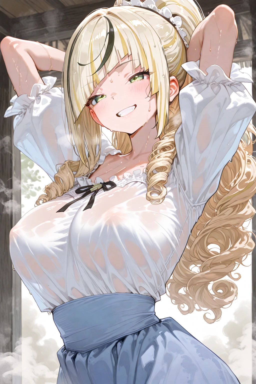 Anime. 1 girl. Cute girl. Half-human. Centaur. The girl is a horse. Blonde. Long hair. Hair ornament. Her hair is pulled back into a high ponytail. Blue eyes. Beautiful eyes. Perfect eyes. Expressive eyes. Ideal face. Face about to sneeze
Sneezing face. Beautiful nose. Snotty nose. A long snot hangs from the nose after a sneeze. 16 years. Big breasts. Beautiful breasts. Girl knight. Centaur knight. She is ill. She has a cold. She has allergies. She has a runny nose. Nasal mucus. She has snot. She wants to sneeze. She needs to sneeze. She has a strong, desperate urge to sneeze. She sneezes. She sneezes. Sprays of snot fly to the sides. Snot flows from her nose. She's on her period. Her crotch is bleeding. In the middle of the forest. Ideal anatomical body. The lower part of the body is equine. Horse slender legs. Hooves instead of feet. White linen blouse. Light plate armor - corset. Skirt. No panties. Standing. Full height. Beautiful character design. Shiny skin. Whole body. NFS. Official art. Extremely detailed CG Unity 8k wallpaper. Ideal lighting. Ultra high resolution 4K. Super detailed 8K. A high resolution.