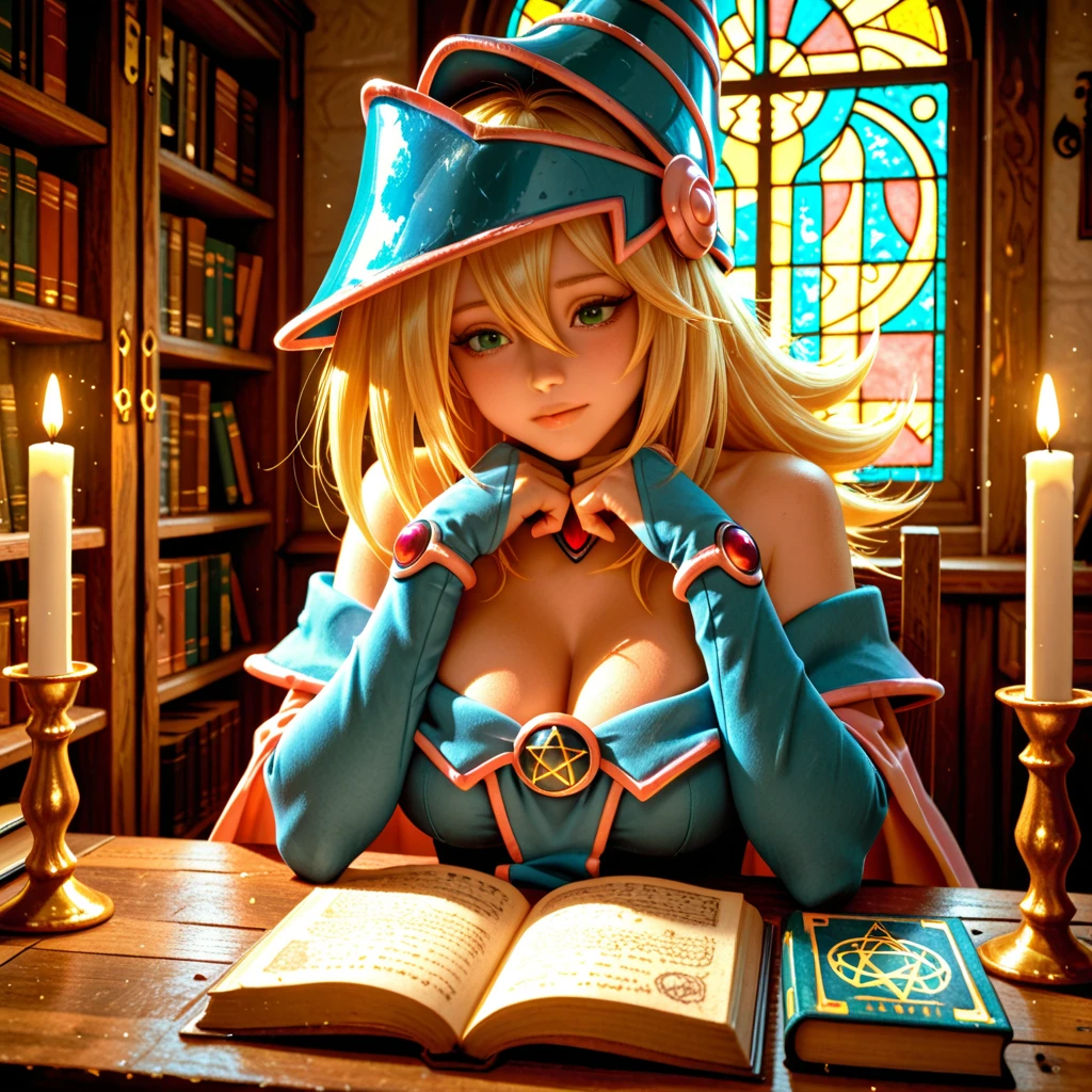 a woman sitting at a table with a candle in her hand, a storybook illustration inspired by Magali Villeneuve, tumblr, fantasy art, casting a spell on a potion, she is in the potions workshop, spell casting, in a potion shoppe, magical potions, casting a powerful spell, casting a magic spell, casting a spell