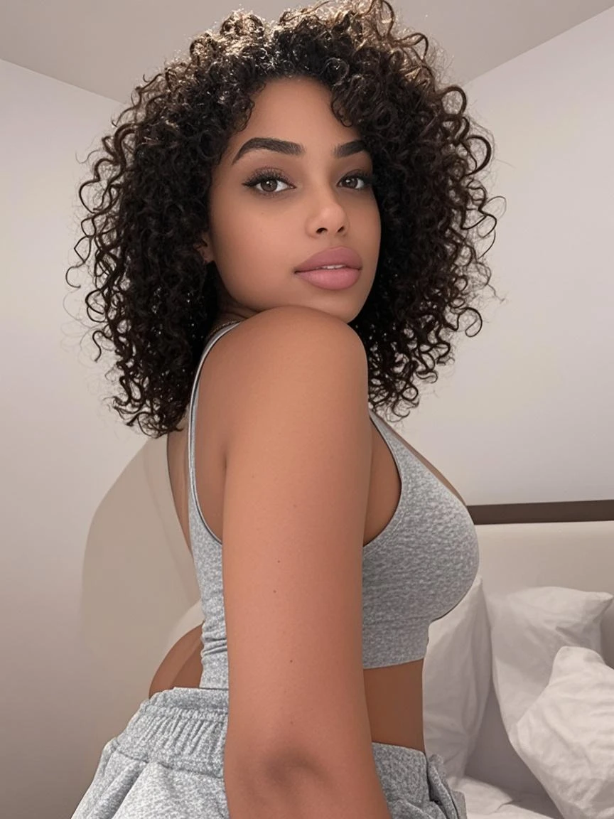 photorealistic, sharp focus, raw  photo, beautiful 29 yo persian-russian girl [Vladlena Farideh|Anahita Oksana], just woke up, take a selfie in bed, thin see through black nightgown, thick body, curly healthy beautiful hair, detailed skin texture  pores, (goosebumbs:0.7), looking at viewer, face focus, taken with mobile camera, film grain, flashlight, instagram LUT