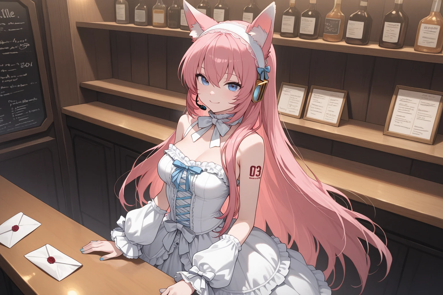 There is a woman with pink hair and bunny ears standing in a room, final fantasy style 14, final fantasy 14 sharp, neferpitou, Final Fantasy XIV, Final Fantasy 1 4 screenshot, She is in the potions workshop, wearing cyber bunny ears, ffxiv, close-up portrait of an artificer, Final Fantasy 1 4, tiflin sexy en su cuarto tirada 