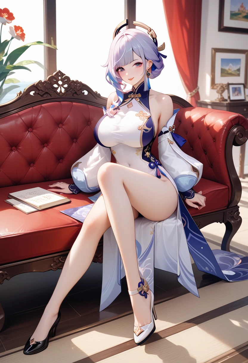 ((8K, masterpiece, best quality, ultra detailed, photoreal)), HDR, lens flare, particles, chinese gorgeous royal style, A princess on a throne in a palace, (composition close to her), (perfect anatomy), spread legs, lift up skirt, show off panty, tight short cheongsam, (kawaii face), ((detailed smooth legs skin, detailed eyes)), detailed hair, large breasts, many large presence accessaries, stiletto heel, tiara, hair ornaments, earrings, bracelets, anklets, trinkets, smoky makeup, eyeshadow, heavy makeup,