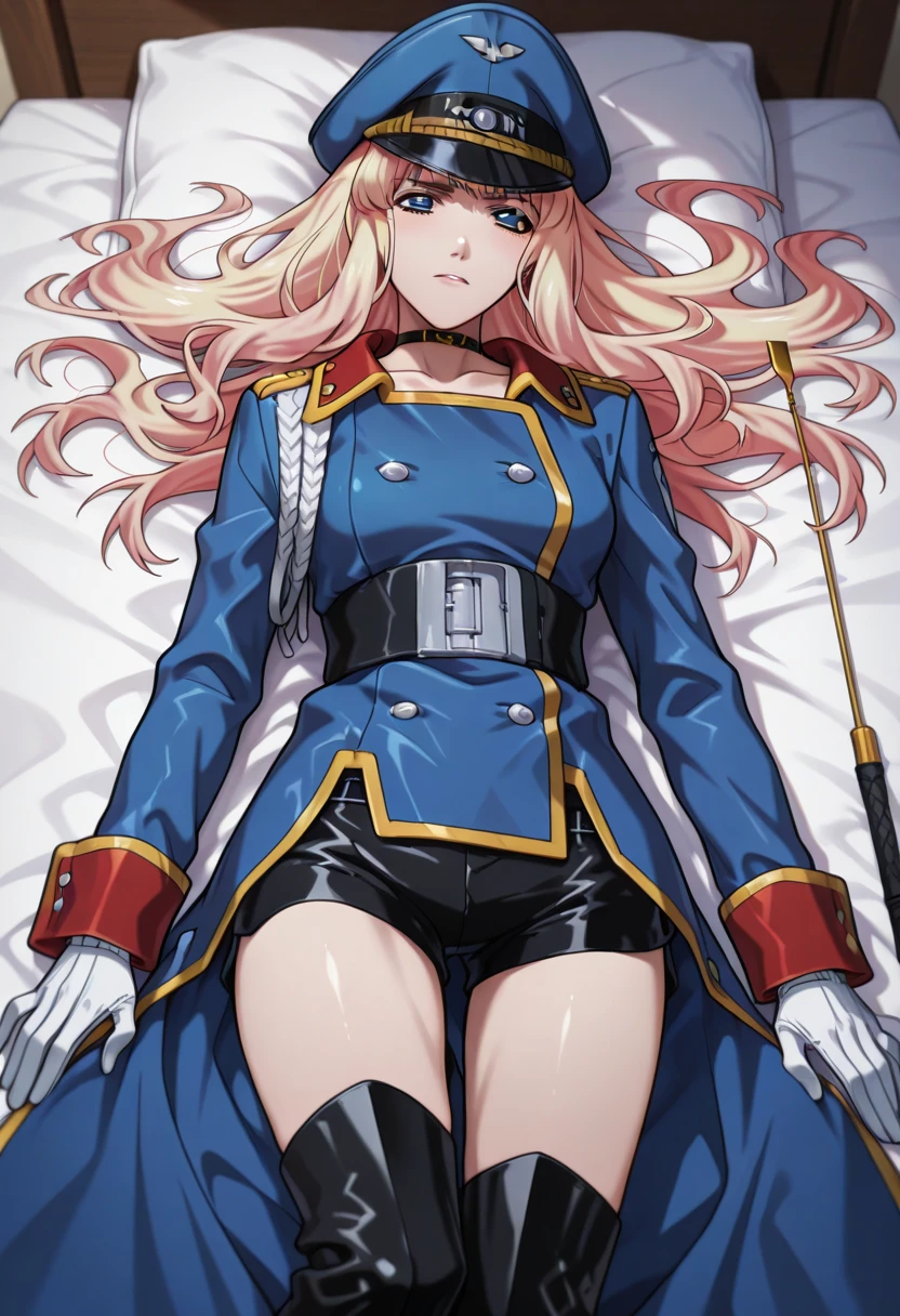 best quality,masterpiece,looking at viewer,absurdres,1girl,depth of field,score_9,score_8_up,score_7_up,source_anime BREAK <lora:011-é£è½®å°å¹´-å¸å§å¡XLV3:0.8>,simca,grey eyes,pink hair,long hair,1girl,belt,black belt,black footwear,black gloves,bodysuit,boots,breasts,buckle,coat,cowboy shot,epaulettes,fringe trim,gloves,holding,holding sword,holding weapon,large breasts,long sleeves,military,military uniform,pants,parted lips,red coat,ringlets,sidelocks,sword,taut clothes,thigh belt,thigh boots,thigh strap,tight clothes,tight pants,underbust,uniform,unsheathed,weapon,white bodysuit,white pants,,