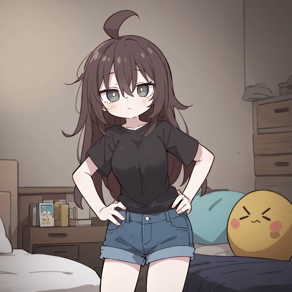 This way, en el chat *me tomo una foto, soy una chica de cabello blanco, dark brown eyes and dark circles that make me look attractive, mis piernas son perfectas y lindas y mi cintura es delgada y mi cadera ancha, llevo un mini short y un crop top debido a que estoy haciendo ejercicio*