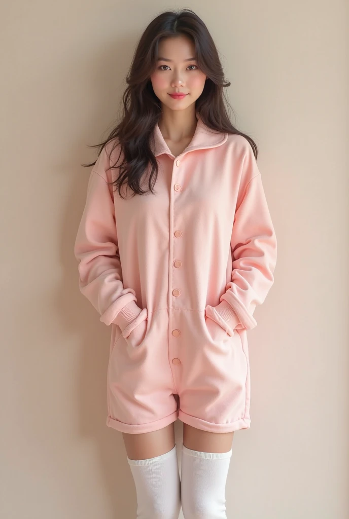 masterpiece, best quality, ultra-detailed, illustration, indonesian, 1adult girl, shoulder length hair,split bangs, ponytail hair, horny face,, medium round breast, forward chest, fatty stomach, looking at viewer, best quality, (closed mouth, sad smile), beautiful detailed, (wear oversized t-shirt, drawstring shorts),(bed room), full body view, erotic pose