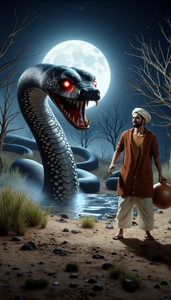 Lord Shiva on angry mood fighting with snake