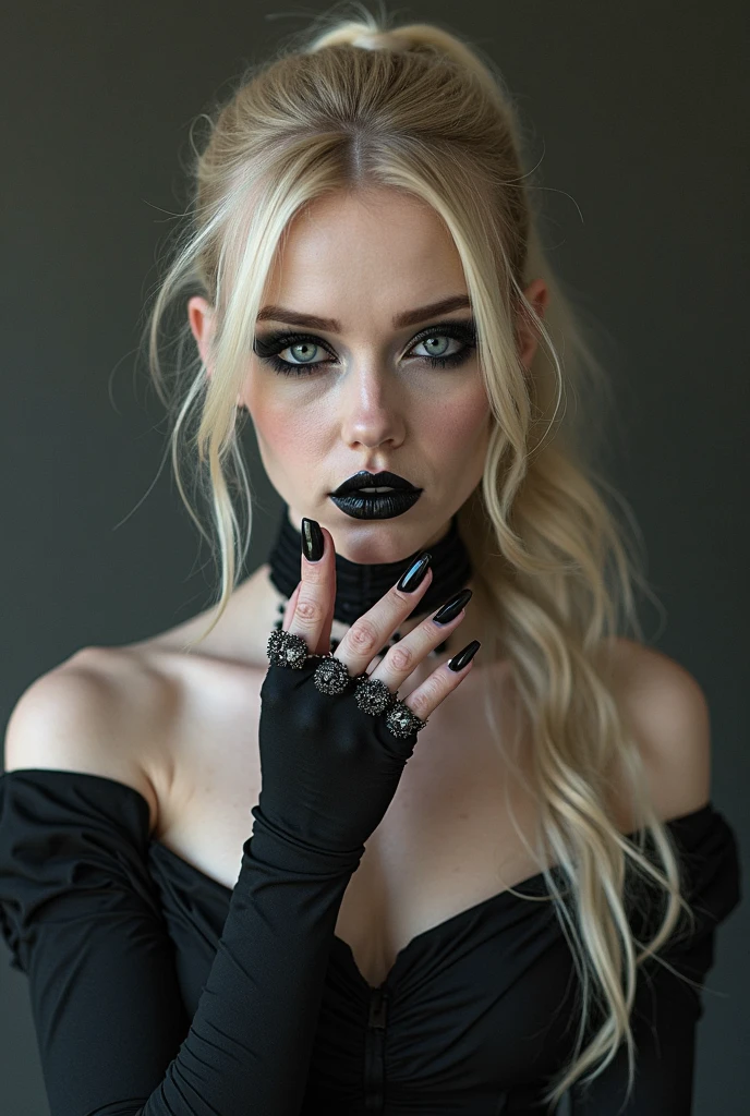 White vampires in the dark night, perfect face and hands