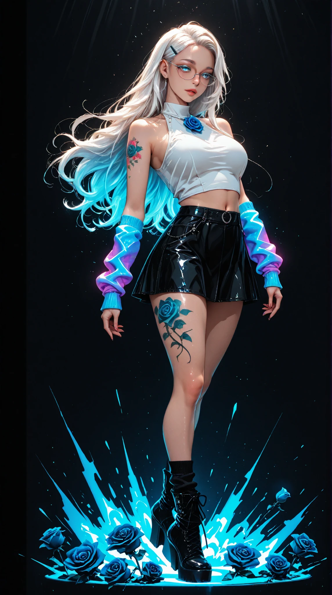 Neon on rainbow hair, (((Scottish))), photorealistic painting ((full athletic body)) portrait of woman, intricate, 8k, highly detailed, volumetric lighting, digital painting, sharp and intense focus, artwork by artgerm e rutkowski and alphonse mucha, cgsociety