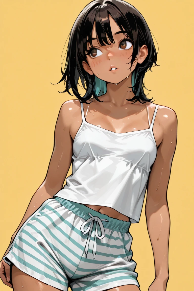 girl,(peaceful,plants,hot,music,outdoors,prettify),Sauna Background,Sitting,Flat Chest,Short Hair,Double Bun,beige Fleece Jacket,lime Jeans,Dragon Ball,(masterpiece,detailed,highres,vibrant:1.4) <lora:6shot:0.6>