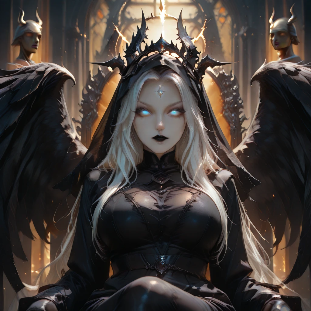 masterpiece, best quality, high quality, extremely detailed CG unity 8k wallpaper, portrait of a pagan goddess, antichrist, doomsday, holy, award winning photography, Photorealistic,extremely detailed, trending on artstation, trending on CGsociety, Intricate, High Detail, dramatic, art by midjourney, blood on face, evil smile, horror art, dread, full body, ash blond