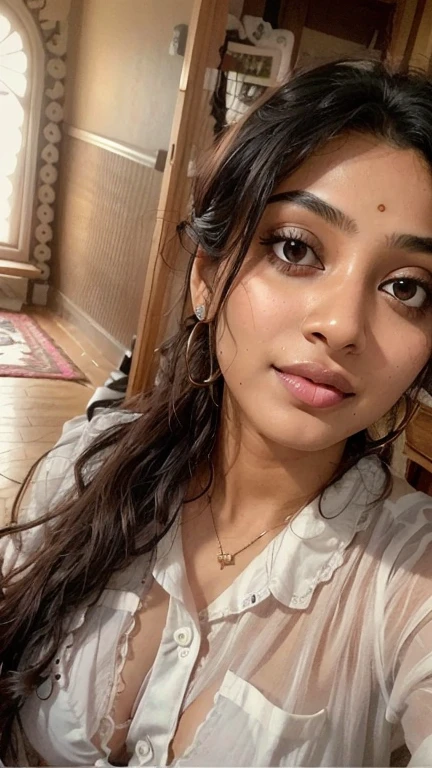 ultra-realistic photographs,Indian Instagram female model,mid 20s,9:16,mid-shot,beautiful detailed eyes,detailed lips,longeyelashes,long black pigtails hair, naturally full eyebrows,perfectly formed nose,expressive face,attractive appearance,candid photo,vibrant and colorful pyjamas dress, plain dress, hostel room background, serene atmosphere,stunning architecture,soft and natural lighting,vivid colors,photorealistic,HDR,highres,studio lighting,ultra-detailed,bokeh,fully covered clothes