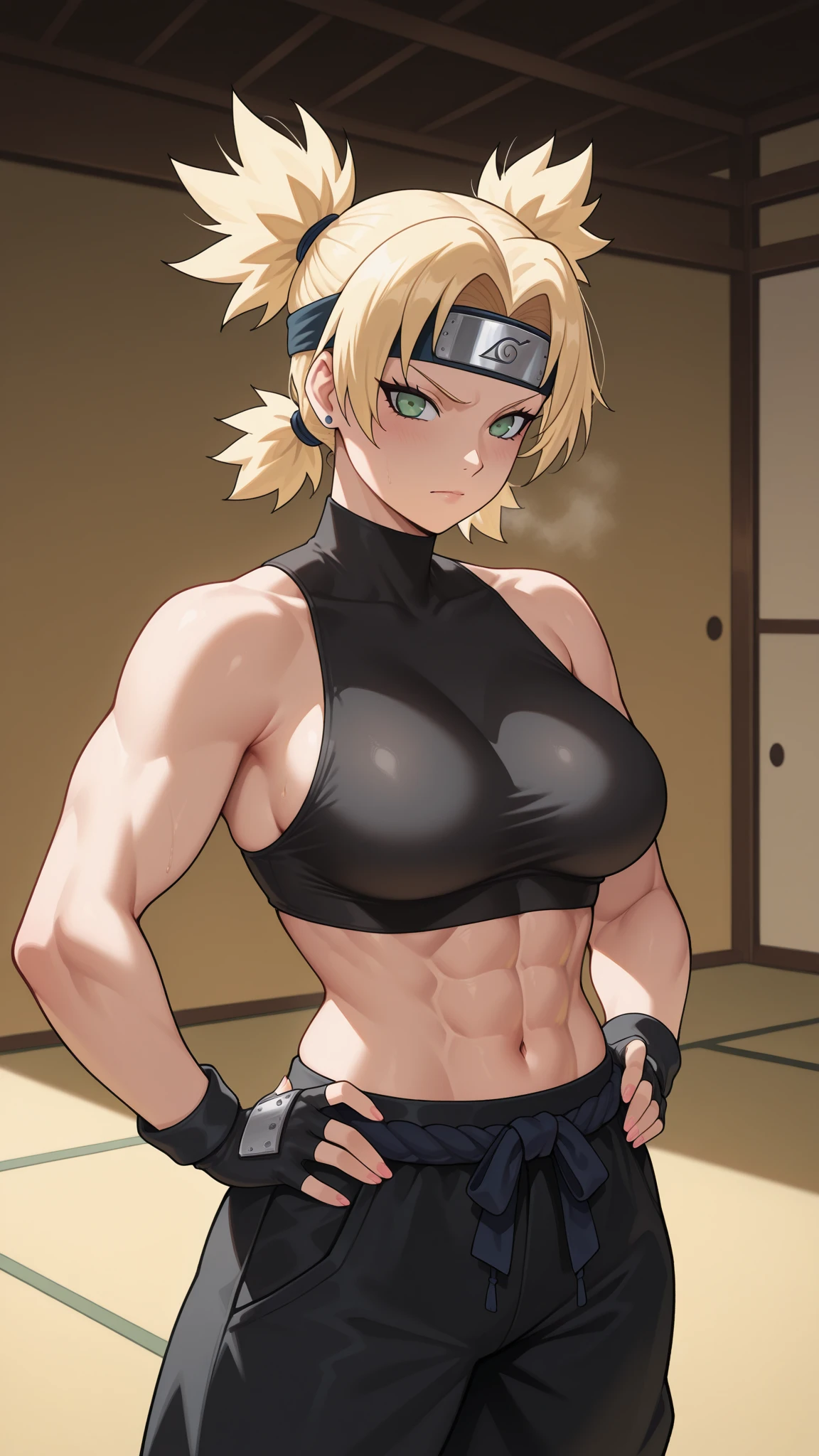 score_9, score_8_up, score_7_up, score_6_up, source_anime, BREAK by ikuchan kaoru, iku, clean color, flat color, sitting, indoors, presenting breasts, couch, muscular, extremely muscular, 1girl, bodybuilder, muscle girl,hellsing, seras, bored, apathetic, blonde hair, break, ((arabian clothes)), belly dancer, face veil, veil