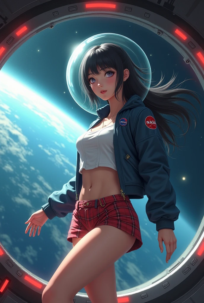 ((best quality)),((masterpiece)),((perfect face)),(background blur),nsfw, (One girl, kawaii, semi-long brown hair, brown eyes, (beautiful narrow eyes), pop anime character t-shirt, light pink panties, healthy big ass, medium breasts), During space travel, inside a large space travel ship, dark small private room with no light, (inside the private room is a weightless space), pitch black outside the window, can't even see the stars, Breakfast, (weightless world), food and various things floating, cute expressions, (enjoying weightlessness), various angles, looking at the viewer, high contrast, faint light, darkness,