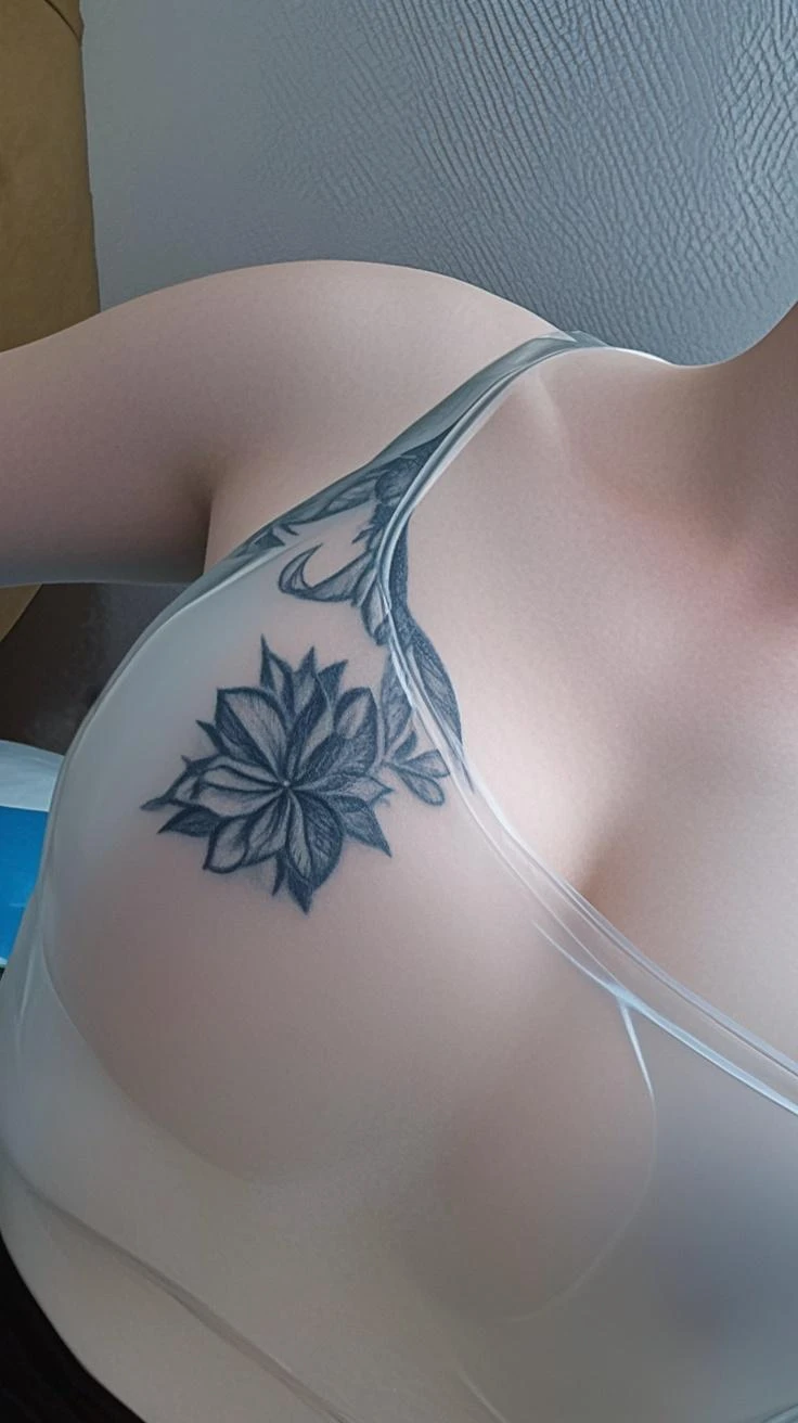 Woman in bikini with tattoo on arm, Directed by: Ramon Silva, tatuagem em preto e branco, by João Artur da Silva, Tatuagem, com tatuagens, uma tatuagem, tato, tattoo sleeve on her right arm, tattoo on upper arm, Directed by: Antonio Saura, Coberto, close up tiro de meio corpo, Directed by: Nathan Oliveira