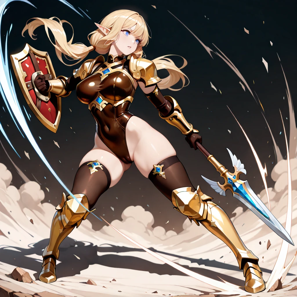 Design a layout showcase Gaming character, ((1girl)), sorcerer:1.2, Golden+Purle clothes, stylish and unique, ((showcase weapon:1.4)), magic staff, (masterpiece:1.2), (best quality), 4k, ultra-detailed, (Step by step design, layout art:1.5), (luminous lighting, atmospheric lighting), Final Fantasy style, magican, ((glove full hands)), fran, viera, (((revealing clothes:1.3))), vambraces, armored legwear, (((full_body_shot:1.4))), Niji, back_view, T_pose