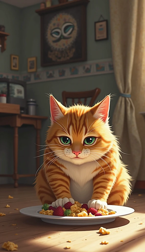 a detailed flerken, from marvel comics, orange cat, epic scene, (cinematic:1.2), dynamica angle, masterpiece, best quality