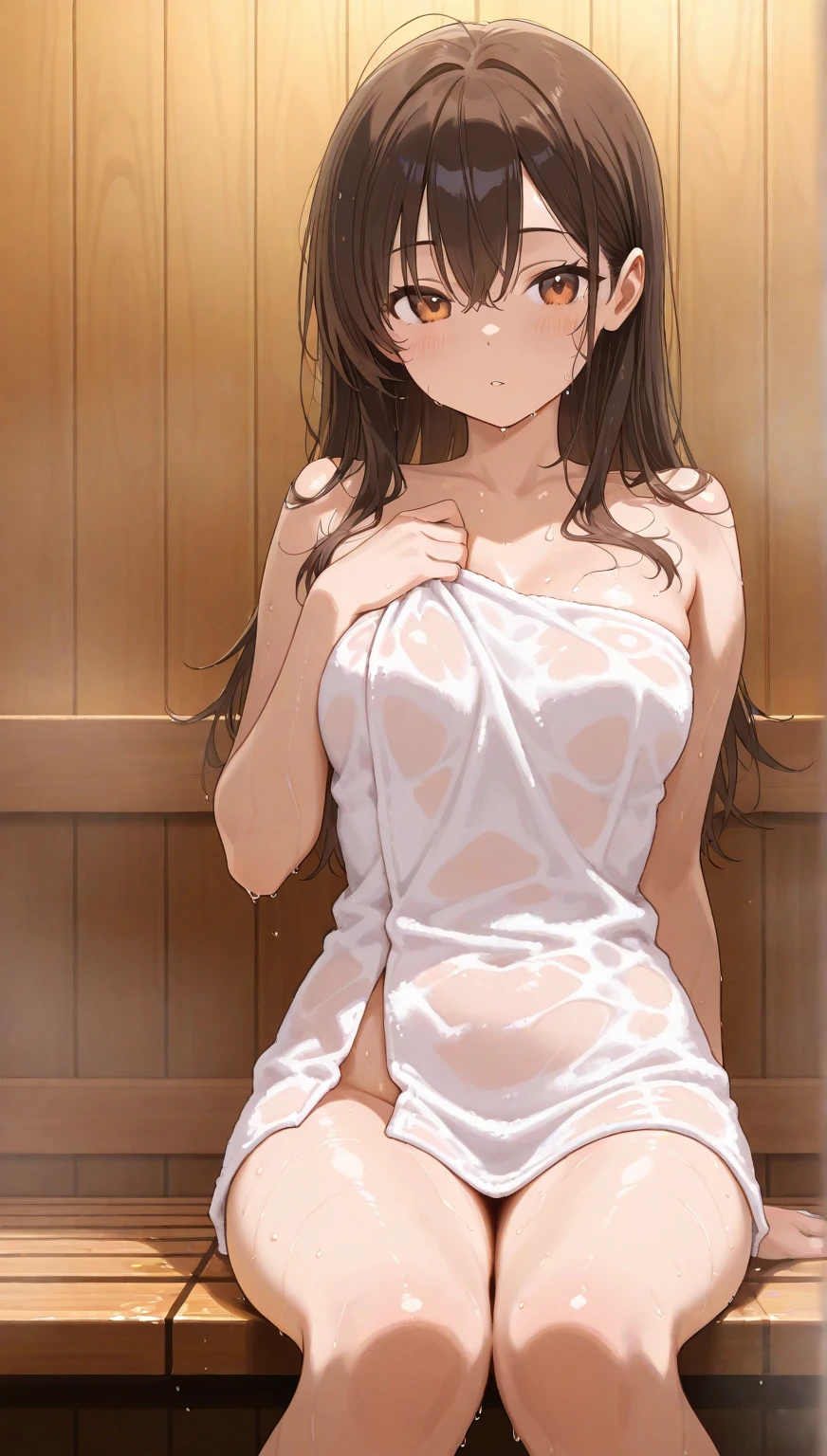 Summer Sea、White sandy beach、Palm trees、Luxury Resort Facilities、japanaese girl、The bikini、Incredibly small breasts、small tits、light eyebrow、24years old、Brown hair、Braided hair、parfect anatomy、skin tanned、Brown-skinned、Textured skin、detailed hairs、Random Poses、red earrings、Super Detail、ultra-detailliert、top-quality、masuter piece:1.3、Best Quality、hight resolution