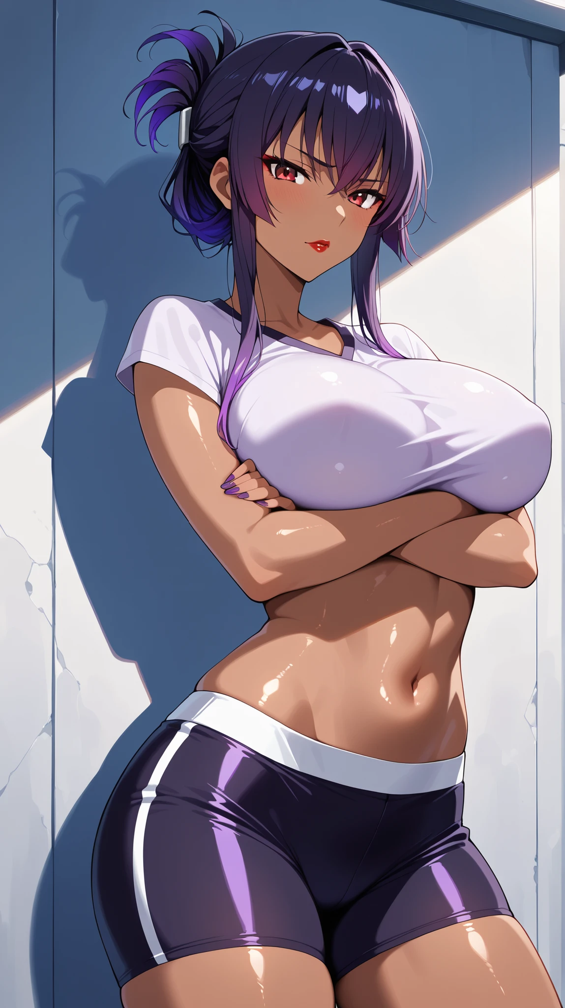 Raven, Teen Titans, Big, dynamic pose, HUGE , Micro bikini, the areola protrudes from the bra, Bedroom, detailed figure, Detailed face,