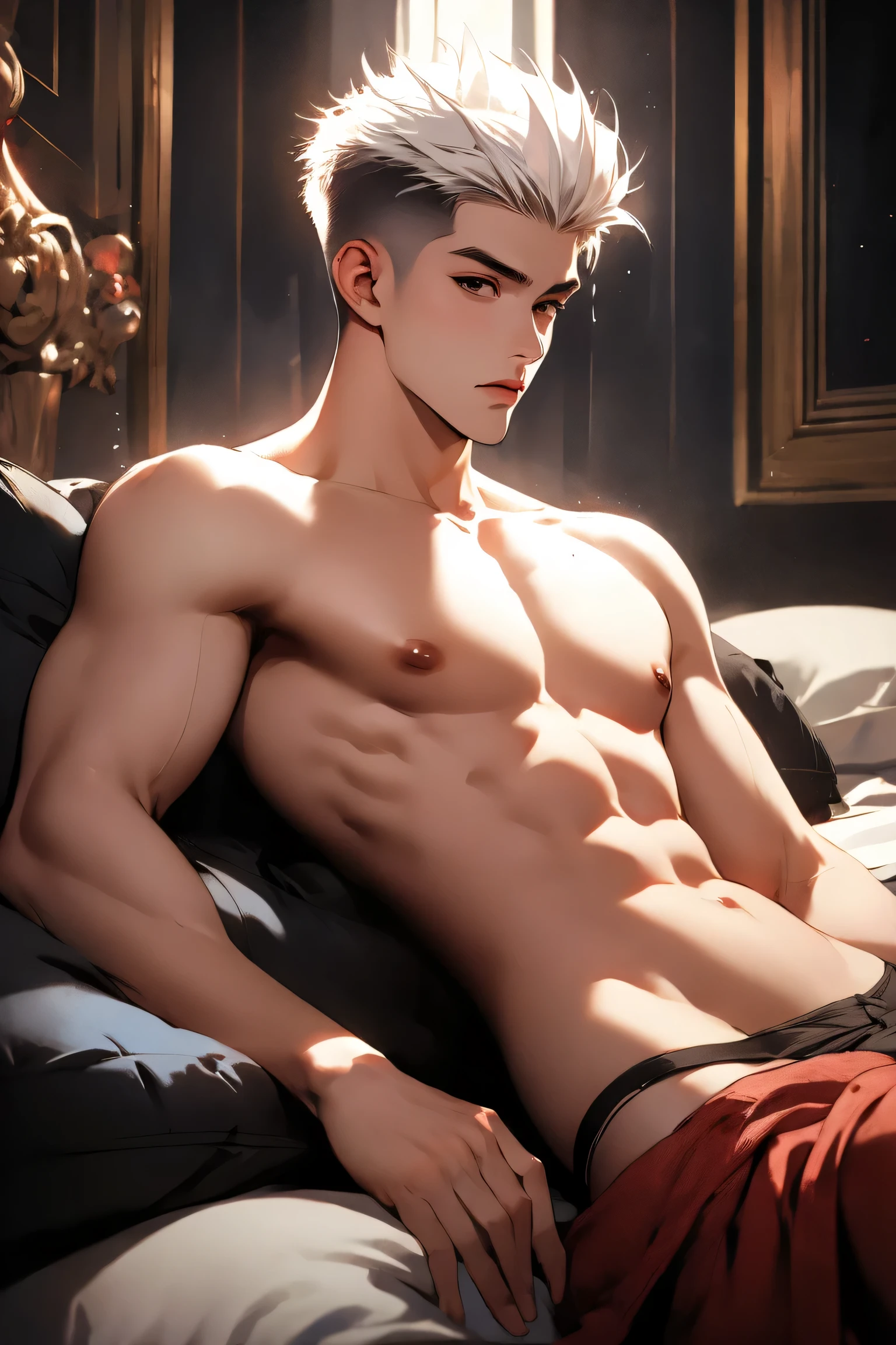 1boy, legsupms, cute, masterpiece, best quality, sexy, young, twink,