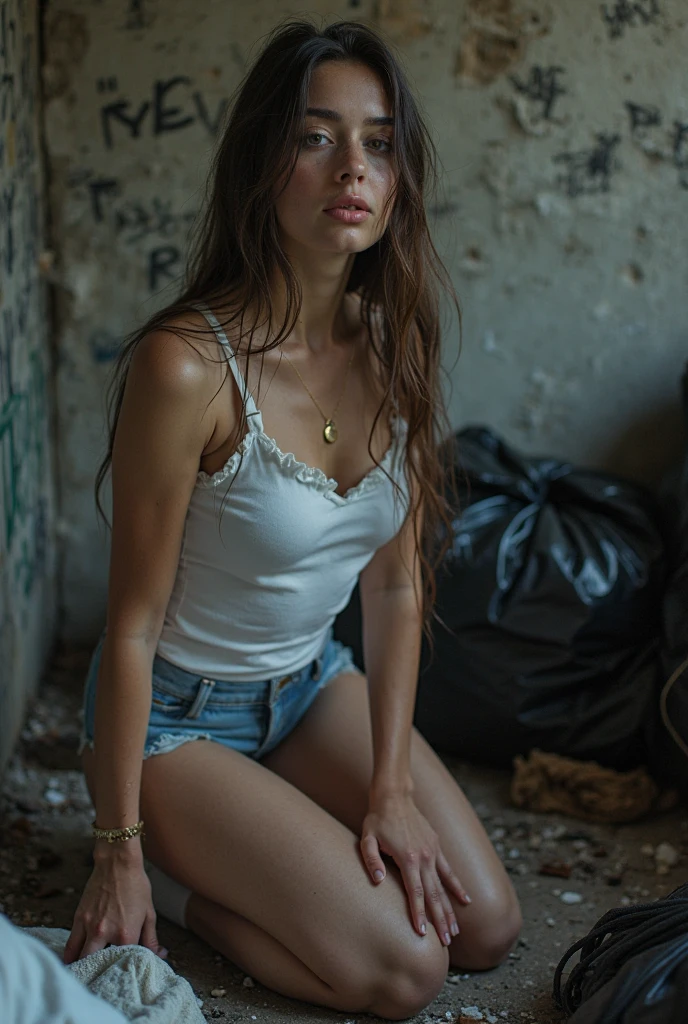 Masterpiece, Superior quality, Very detailed, unity wallpaper 8k, (riding a crane truck), firmament, girl 1 person, heavy machinery, faded hair, hair between the eyes, He drowned, Age: 16, looking back, pretty face, White,
