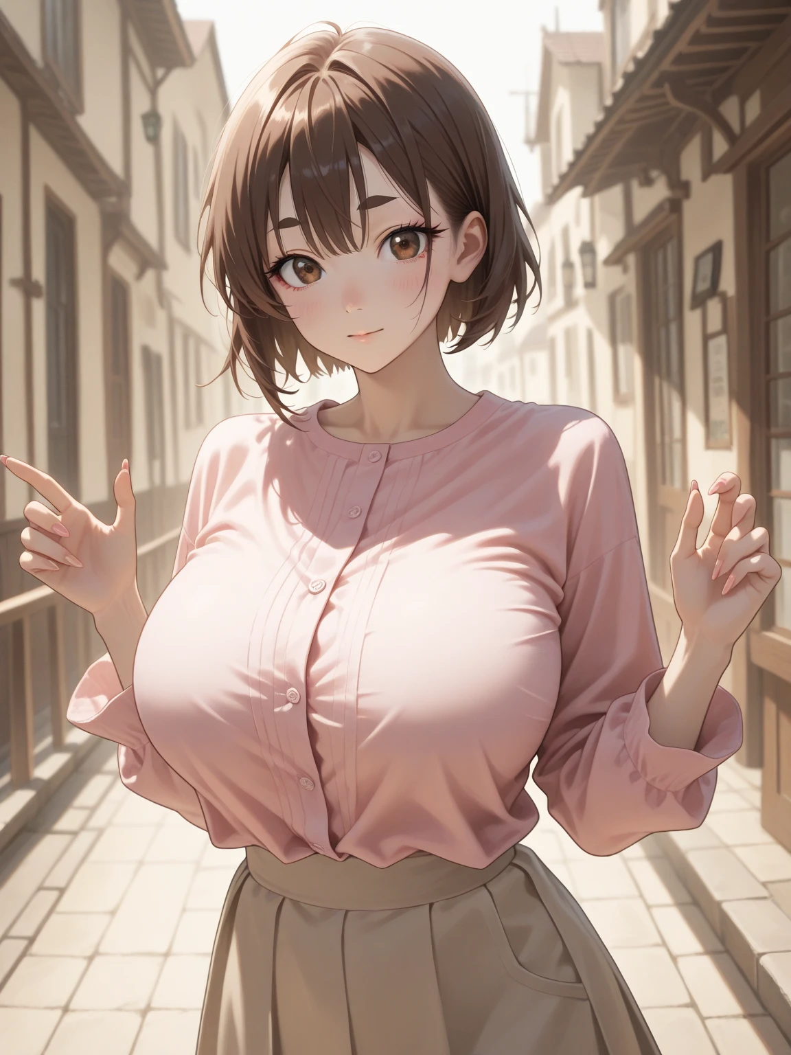 a J-pop idol wearing a turtleneck sweater, (((masterpiece))), ((Highest quality)), ((Complex)), ((surreal)), Bakares, (Mature Woman), ((peerless)), Very detailed, 1 girl, ((Big Breasts)), Beautiful and detailed, Brunette Short Hair, Brown eyes, (turtleneck:1.2), (Tight Skirt), ((Thighs)), (background: underground), Detailed background, choker, Perfect Eyes, Captivating eyes, Looking at the audience, from before