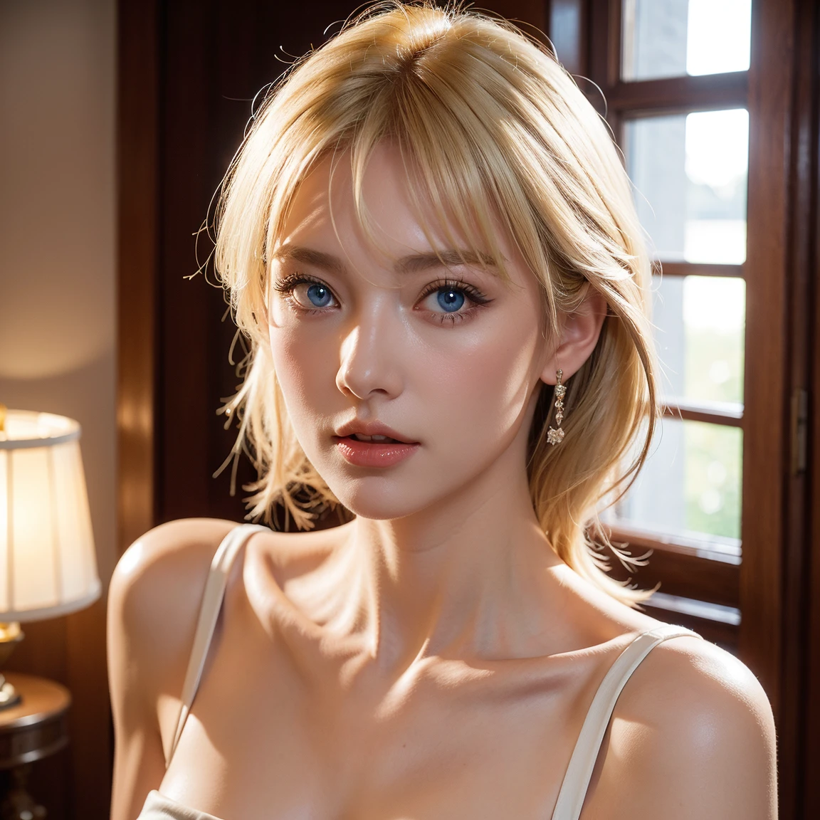 8K, Top Quality, Intricate Details, Ultra Detail, Ultra High Resolution, Masterpiece, close up shot, (full body: 1.1), Slender, Smile, (Makeup: 0.4), ,(( cammy white, blonde hair, bangs, short hair, blue eyes, antena hair, abs, scar on cheeks)), (Fluffy  Eyes: 1.21), (()), 1girl, solo, 1 girl, (()), close up shot, , ((tall)), (((fit body))), (((slim face))), sharp face, (( ((, , )),skin tight suit ))  ,(detailed face), sharp face, small lips, , ,(( )) ,, ,
 ((,no bra, braless )), , (( )), detailed face, detailed breast,,  detail nipples ,slim body, Narrow Waist, Skinny, tall , skinny body, 190 cm tall, Muscular, Navel, Exposed Abdomen, Pointed Chest,, Beautiful girl with accentuated slender abs: 1.4, Six Pack Abs: 1.4, , Perfect Body, detail legs, (( dark background)), black background,