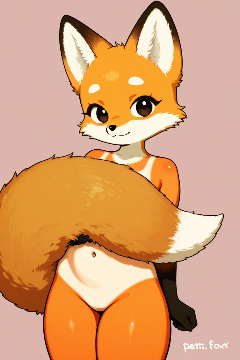 score_9, score_8_up, score_7_up, source_furry, an Anthro furry red panda girl, furry head, blue eyes, standing, naked, bashful pose,