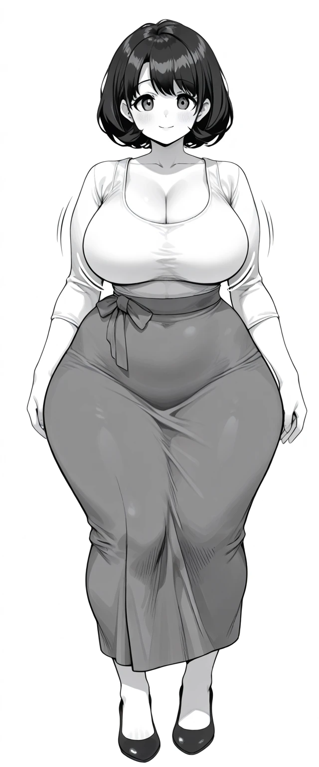 full body shot, ????? woman, big tits, wide hips, rubenesque, lineart, white background