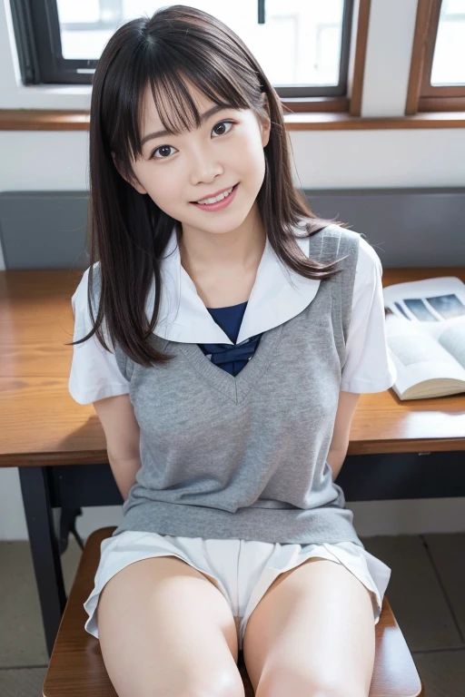 (Primary school students:1.2)、(Small breasts)、(Tight short-sleeved blouse)、(mini skirt)、Braid