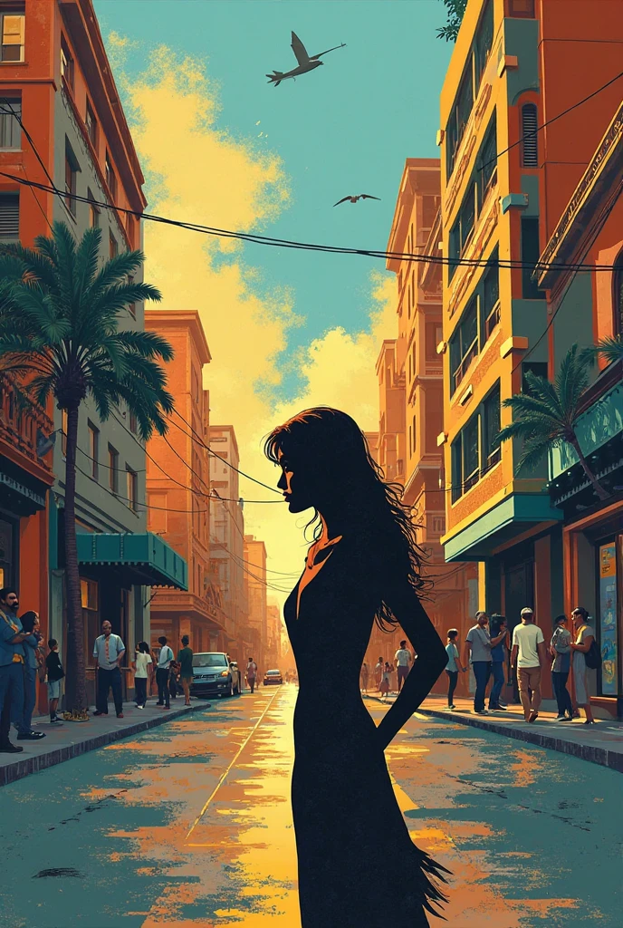 City street with many people.