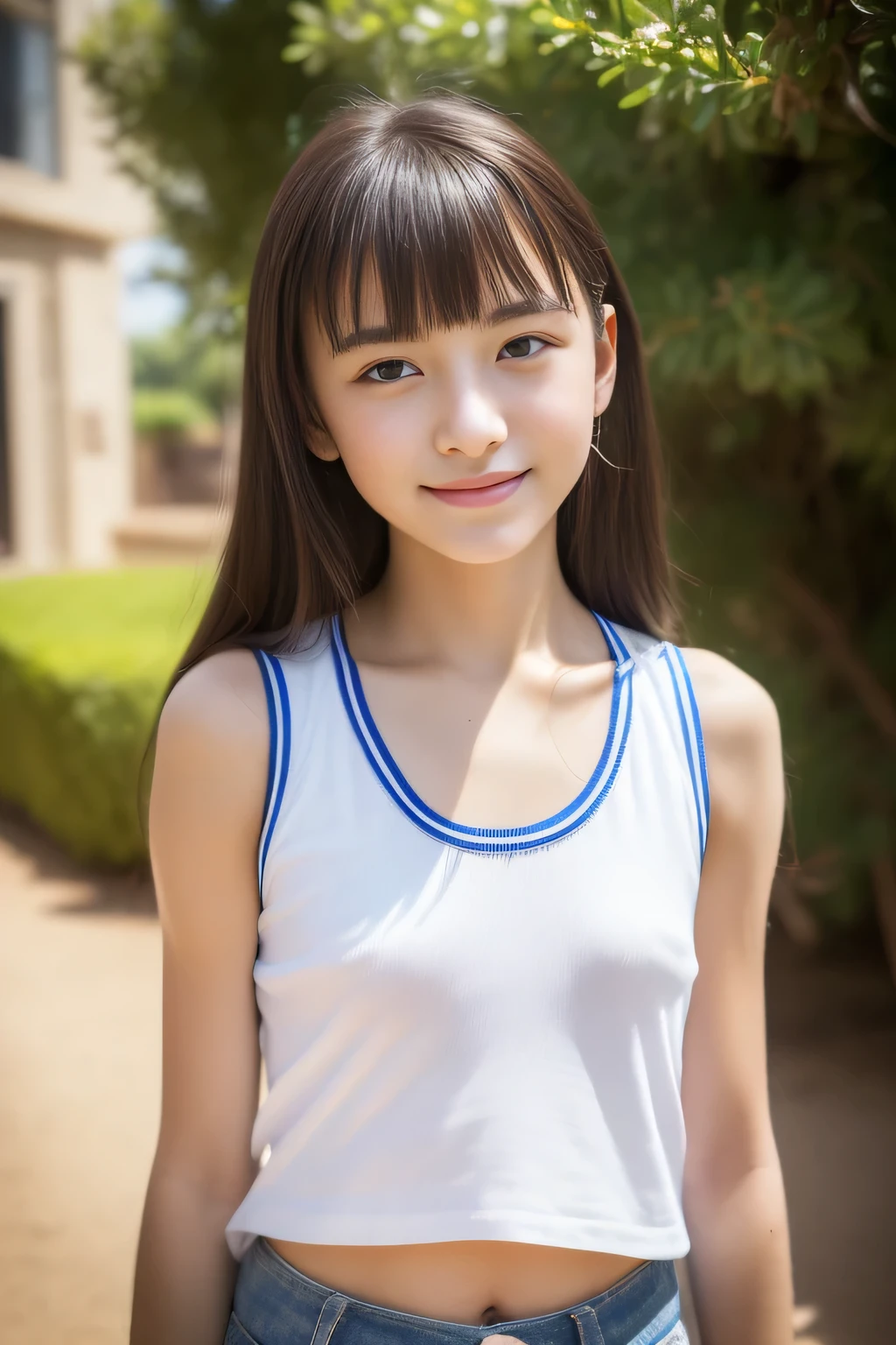 Japanese female, a lot of details, (underweight), 30 years old, detailed black hair, beautiful detailed hair, super fucking beautiful, delicate beautiful face, complex details beautiful and delicate eyes, perfect hands, (flat chest best quality:1.5), perfect and delicate limbs, detailed skin, best quality, ultra-detailed,(cheerful grin:1.5),
landscape photo, hair bun, bouldering, (gym uniform), in the park, full body shot, from side, low angle shot