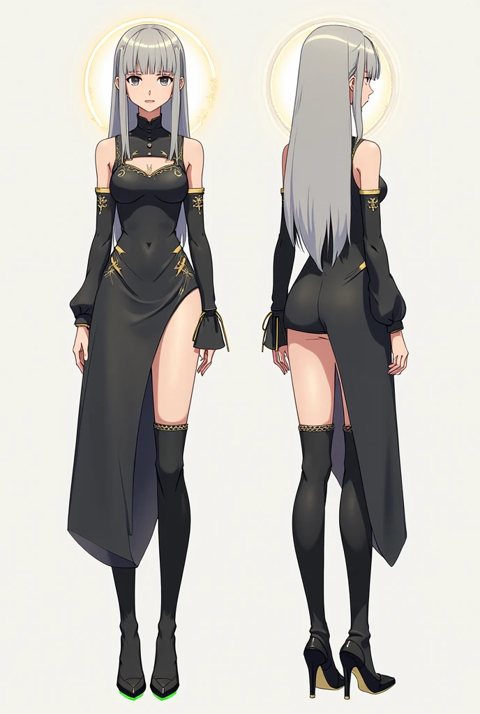 (multiple views:1.5),from behind,from_front,(blue background:1.3),(full body:1.4),arms at sides,<lora:add_detail:0.4>,<lora:colorful_V1_lbw:0.3>,
<lora:è¾å§¬å¤å¨1Ve:1>,è¾å§¬å¤å¨,1girl,solo,long hair,white hair,very long hair,hair between eyes,colored eyelashes,bright pupils,purple eyes,
é女è£
,butterfly hair ornament,black collar,black capelet,black dress,long sleeves,long dress,vertical-striped dress,medium breasts,, Exquisite visuals, high-definition,masterpiece,best quality,, 18yo,Young female,Beautiful Fingers,Beautiful long legs,Beautiful body,Beautiful Nose,Beautiful character design, perfect eyes, perfect face,expressive eyes,
official art,extremely detailed CG unity 8k wallpaper, perfect lighting,Colorful, Bright_Front_face_Lighting,shiny skin,
(masterpiece:1.0),(best_quality:1.0), ultra high res,4K,ultra-detailed,
photography, 8K, HDR, highres, absurdres:1.2, Kodak portra 400, film grain, blurry background, bokeh:1.2, lens flare, (vibrant_color:1.2), (beautiful_face:1.5),(narrow_waist), ,NSFW,