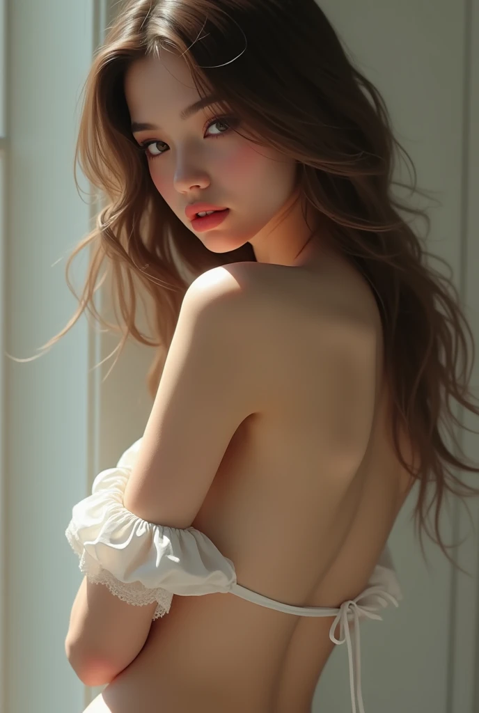 Scandinavian, girl, 20 years old, clean, cute, little nose, big eyes, naked body