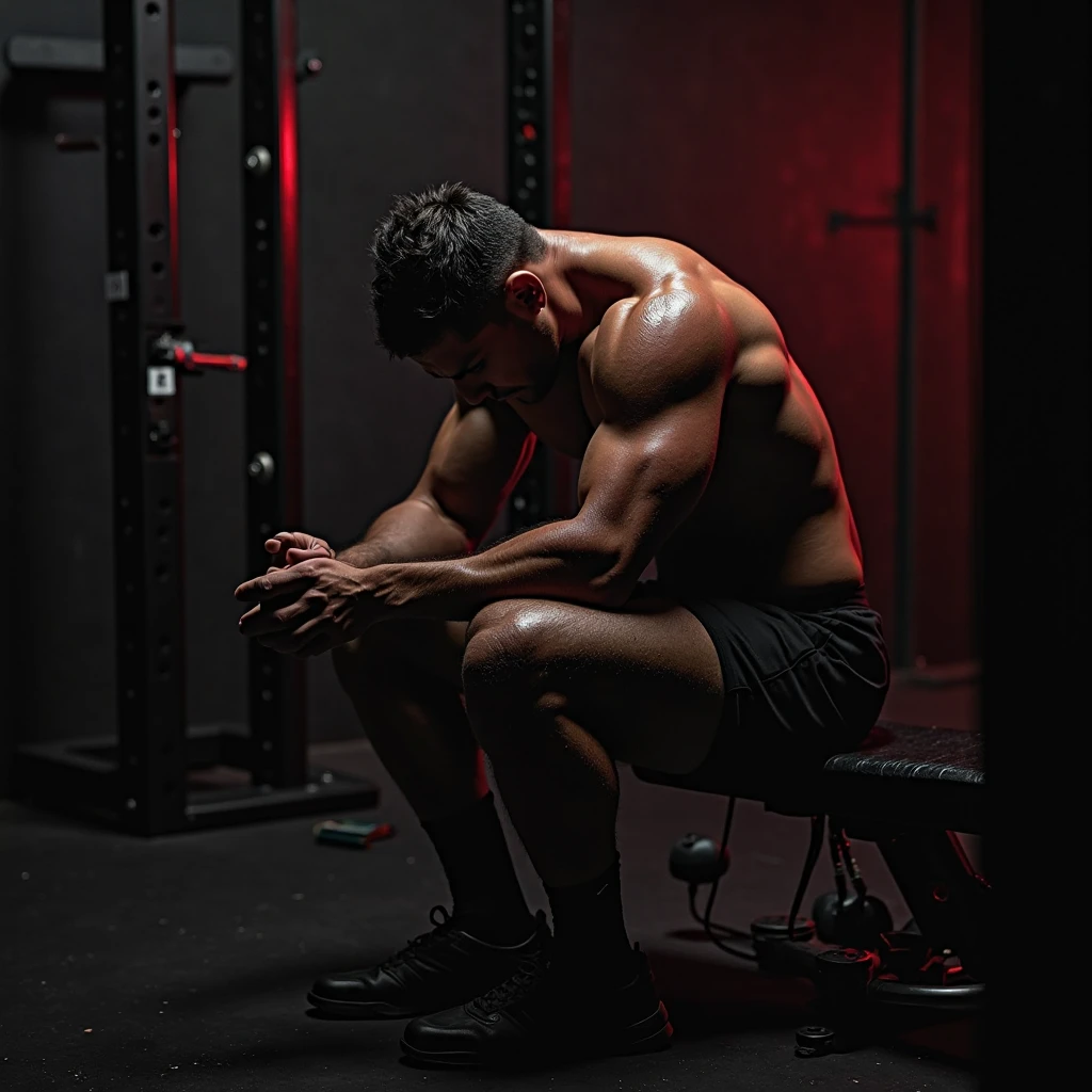 Muscular Man shitting 